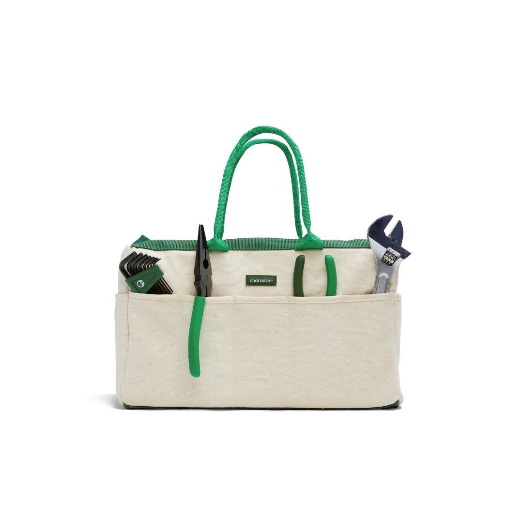 Bolsa de herramientas verde de lienzo para personajes de 14 pulgadas de ancho x 8.5 pulgadas de profundidad x 7 pulgadas de largo K-CHA-STG-BAG-GR-001