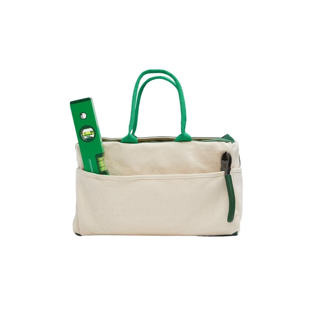 Bolsa de herramientas verde de lienzo para personajes de 14 pulgadas de ancho x 8.5 pulgadas de profundidad x 7 pulgadas de largo K-CHA-STG-BAG-GR-001