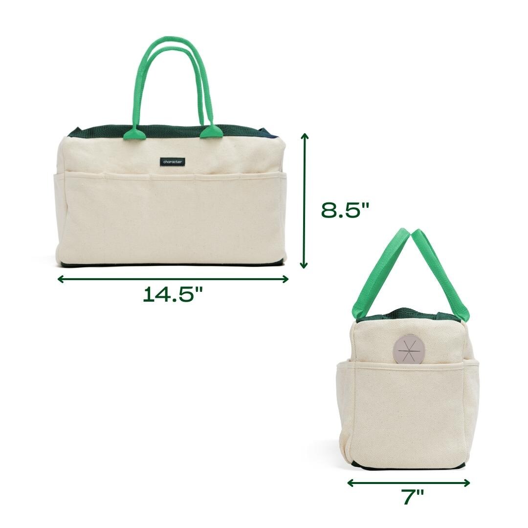 Bolsa de herramientas verde de lienzo para personajes de 14 pulgadas de ancho x 8.5 pulgadas de profundidad x 7 pulgadas de largo K-CHA-STG-BAG-GR-001
