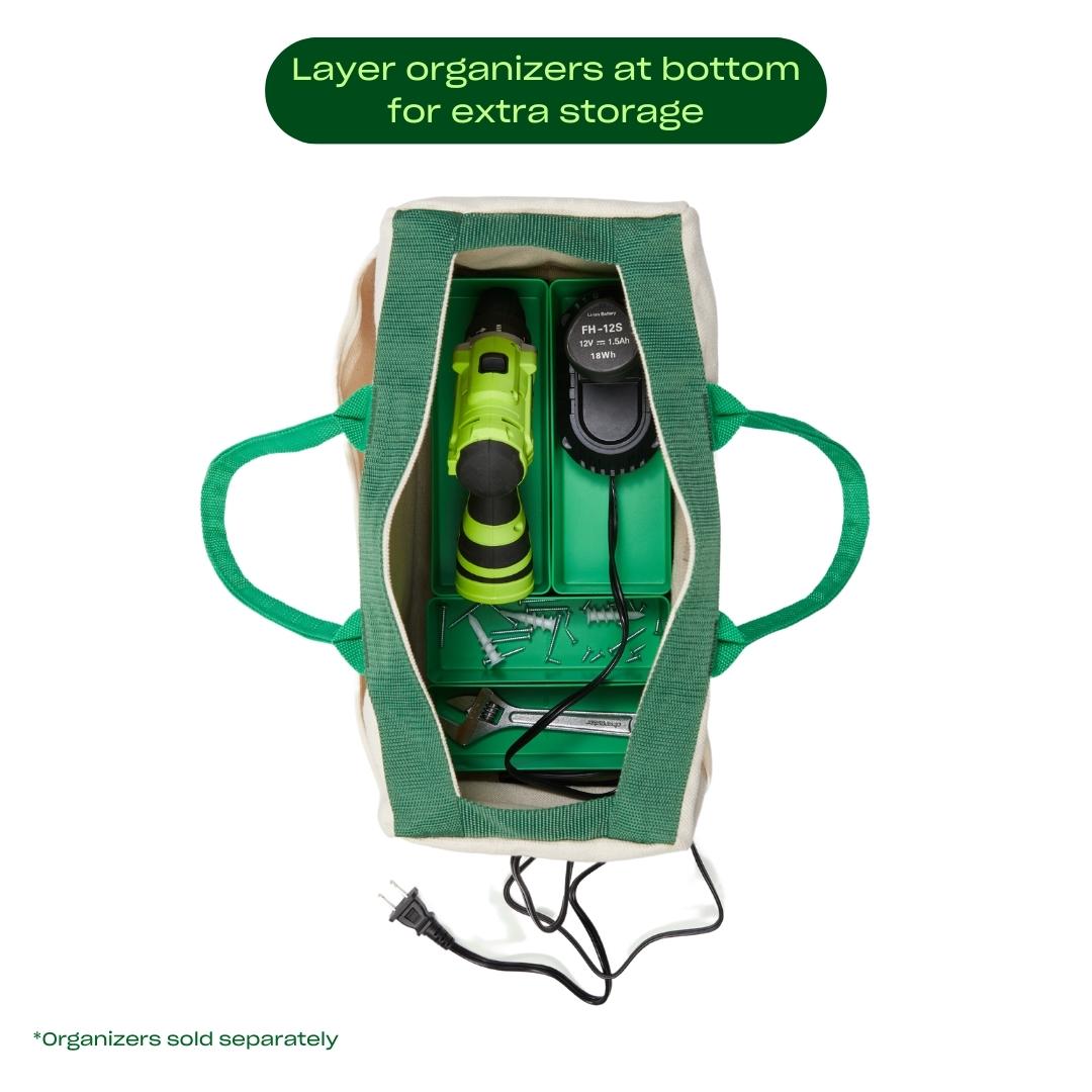 Bolsa de herramientas verde de lienzo para personajes de 14 pulgadas de ancho x 8.5 pulgadas de profundidad x 7 pulgadas de largo K-CHA-STG-BAG-GR-001
