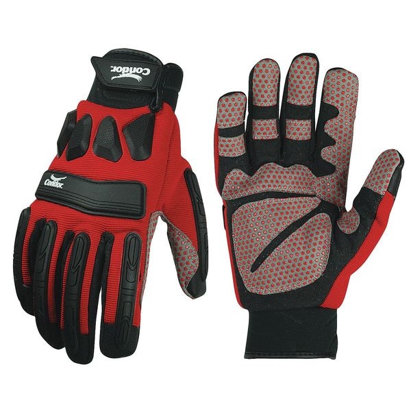 Guantes recubiertos de impacto resistentes al corte Condor, Nivel de corte 3, Negro/Rojo, 2XL - 33J484