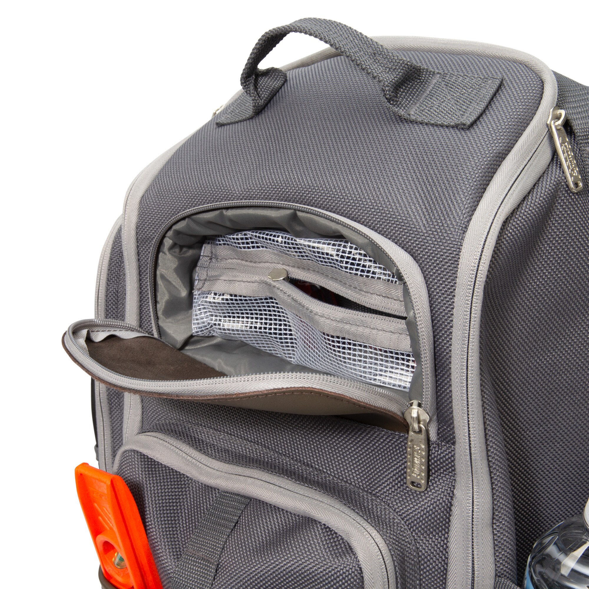 Mochila con cierre Estwing gris/marrón de poliéster de 20 pulgadas de ancho x 12.5 pulgadas de profundidad x 10 pulgadas de largo 94759