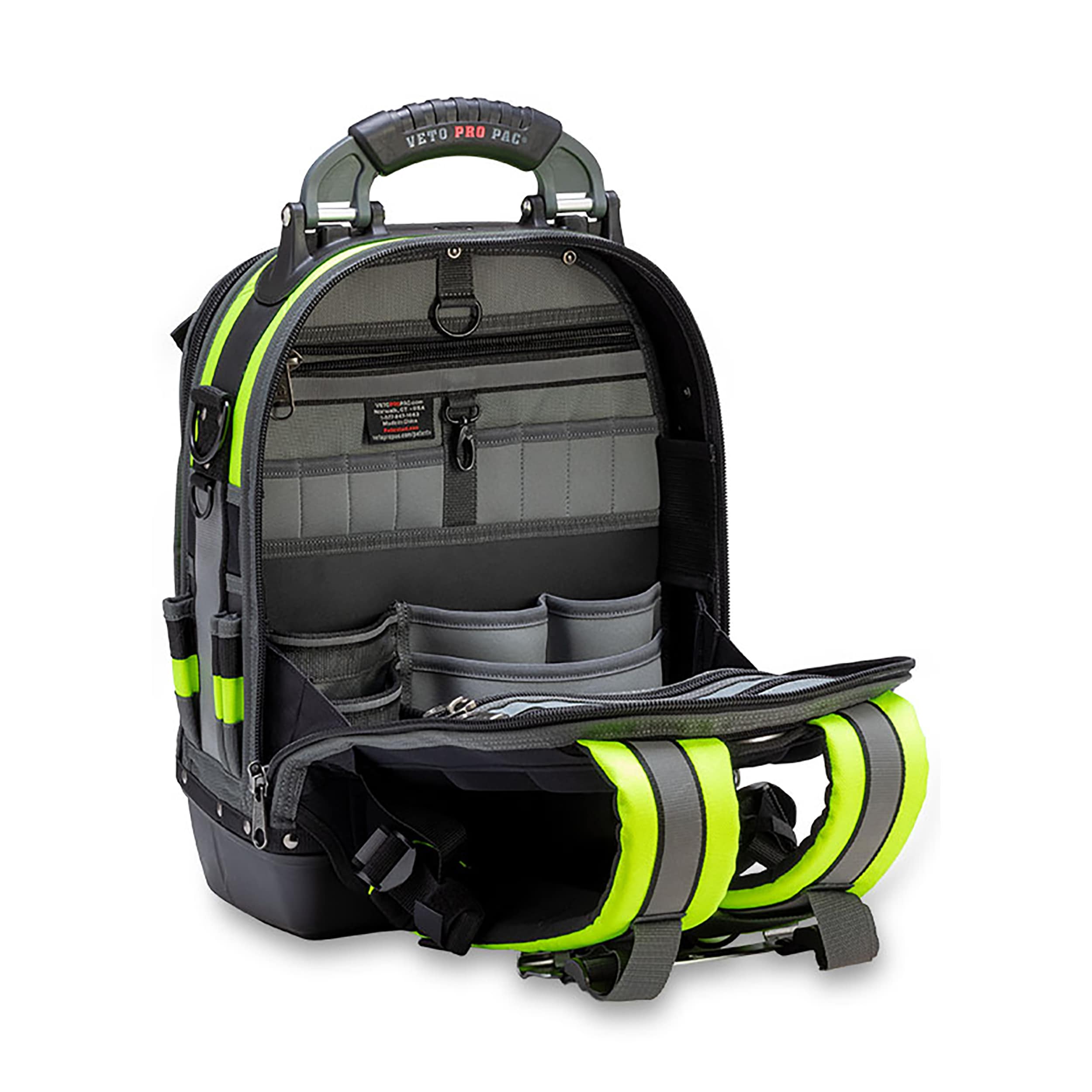 Bolso para herramientas con cremallera de nylon amarillo de alta visibilidad Veto Pro Pac Hi-Viz - 13 pulgadas de ancho x 10 pulgadas de profundidad x 19.5 pulgadas de largo VPP10063