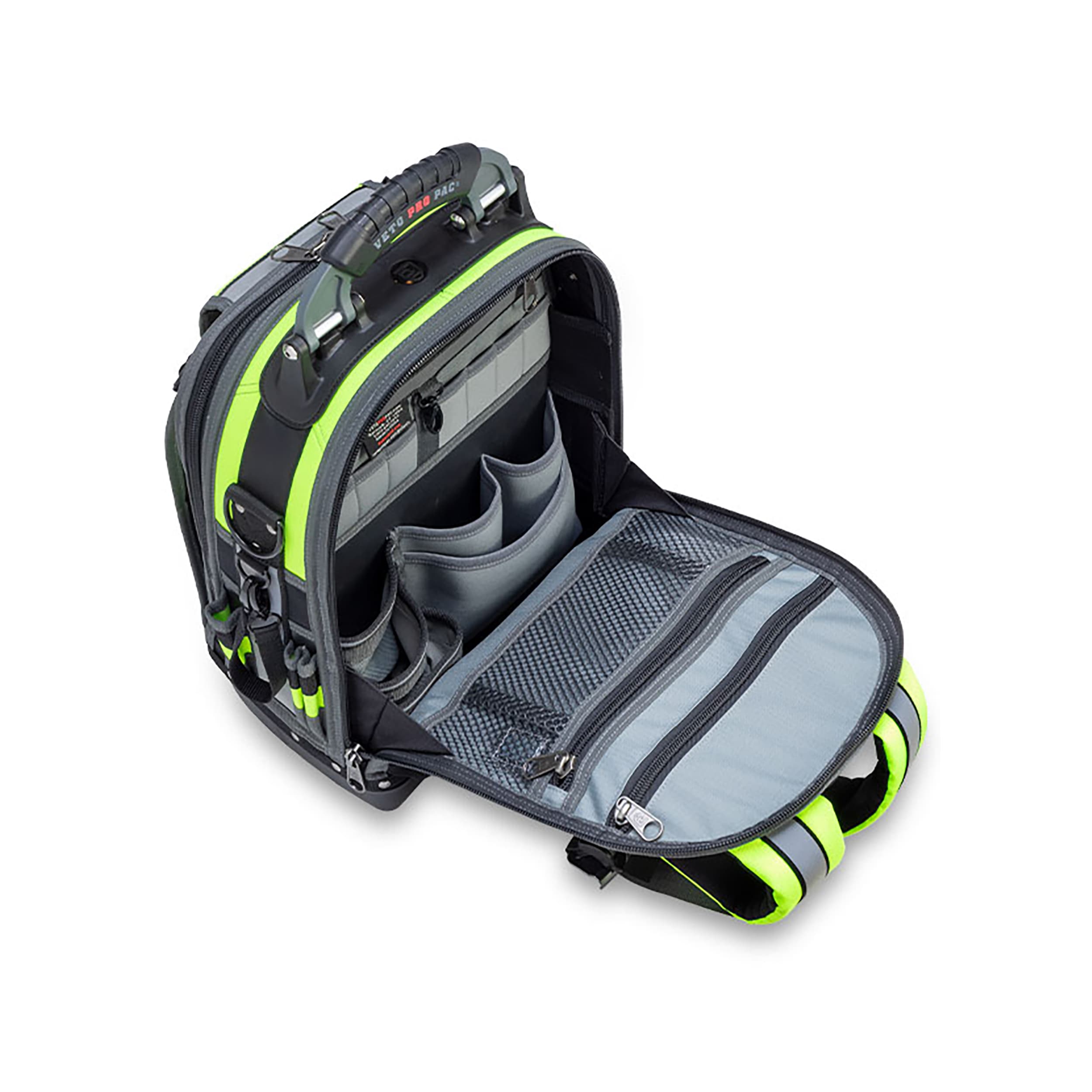 Bolso para herramientas con cremallera de nylon amarillo de alta visibilidad Veto Pro Pac Hi-Viz - 13 pulgadas de ancho x 10 pulgadas de profundidad x 19.5 pulgadas de largo VPP10063