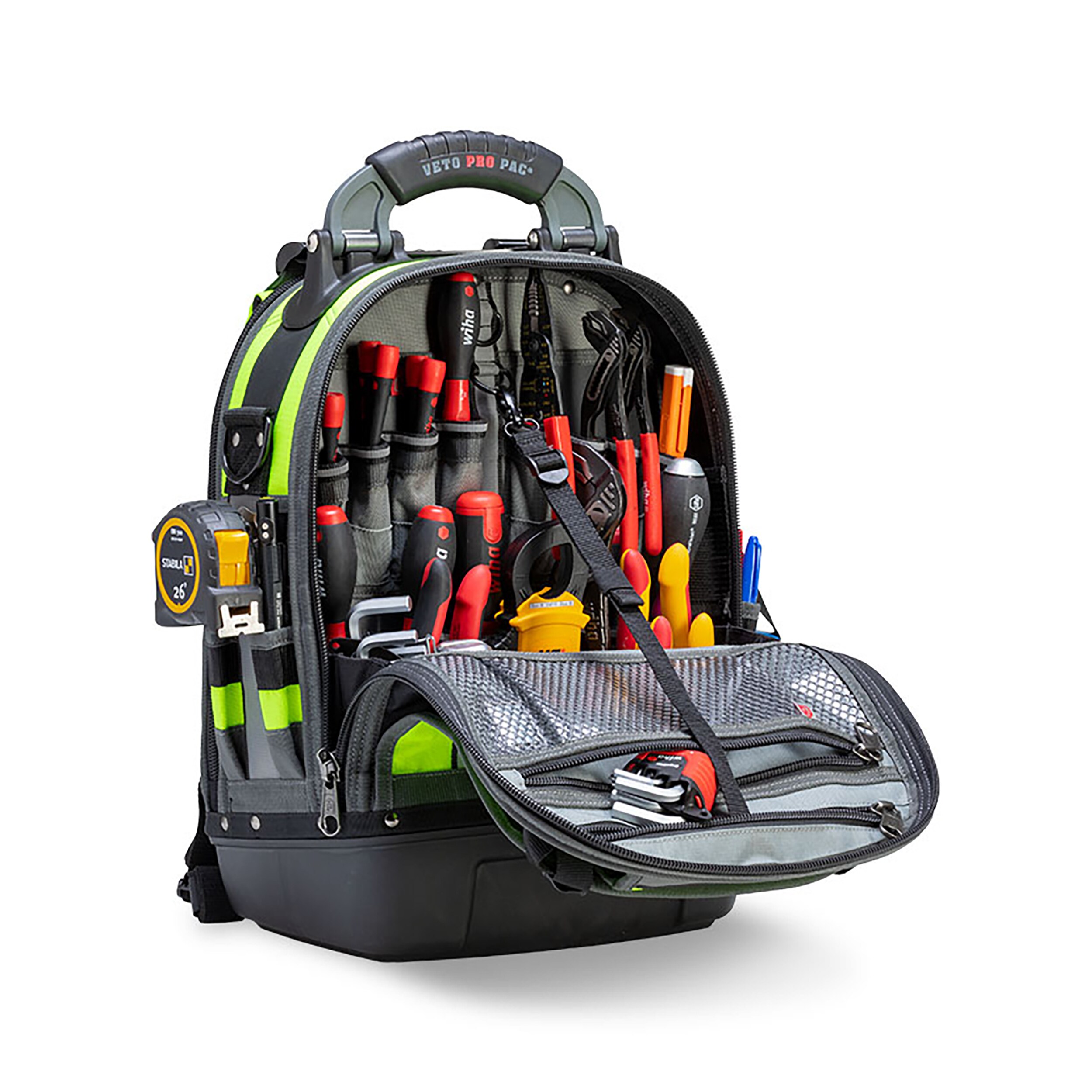 Bolso para herramientas con cremallera de nylon amarillo de alta visibilidad Veto Pro Pac Hi-Viz - 13 pulgadas de ancho x 10 pulgadas de profundidad x 19.5 pulgadas de largo VPP10063