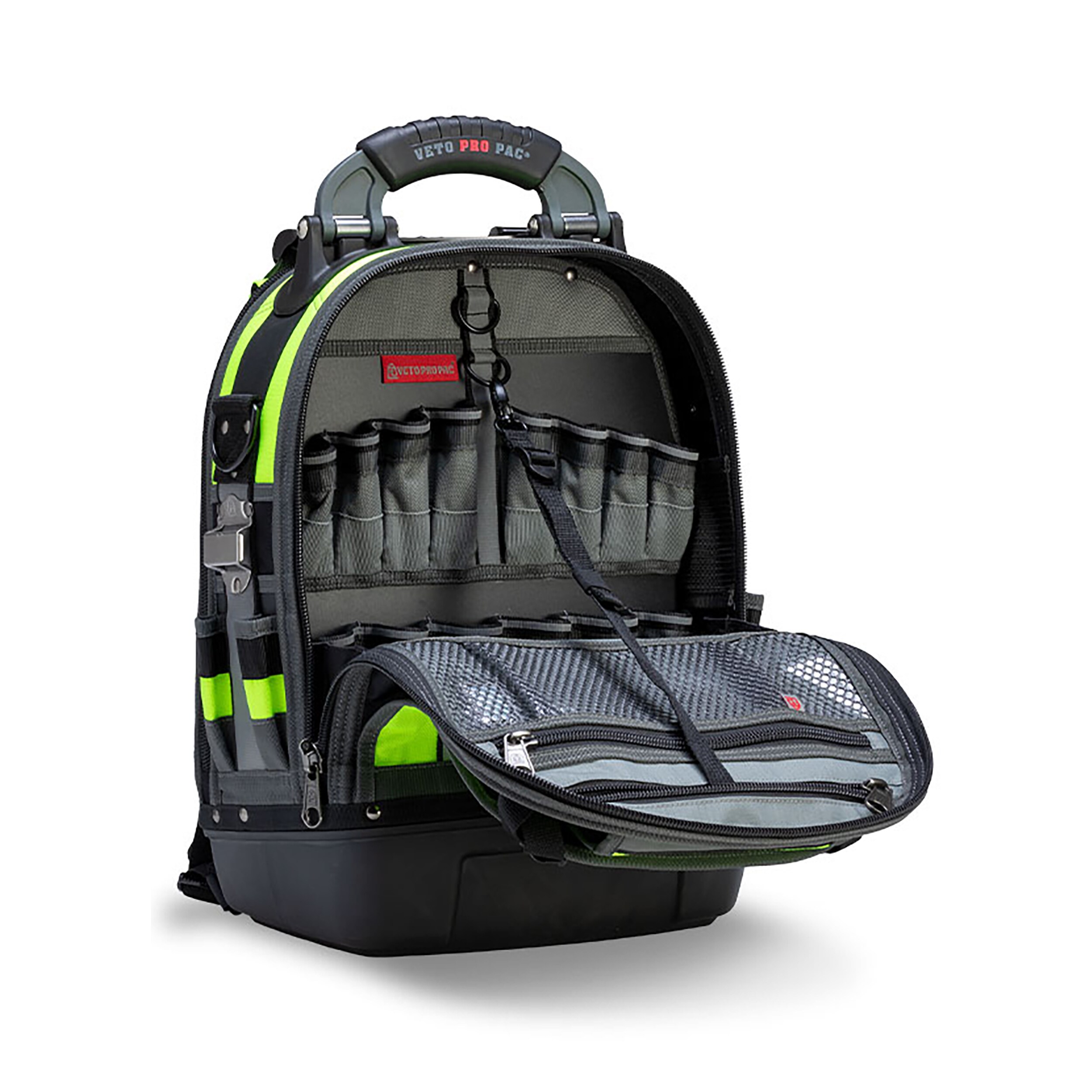 Bolso para herramientas con cremallera de nylon amarillo de alta visibilidad Veto Pro Pac Hi-Viz - 13 pulgadas de ancho x 10 pulgadas de profundidad x 19.5 pulgadas de largo VPP10063