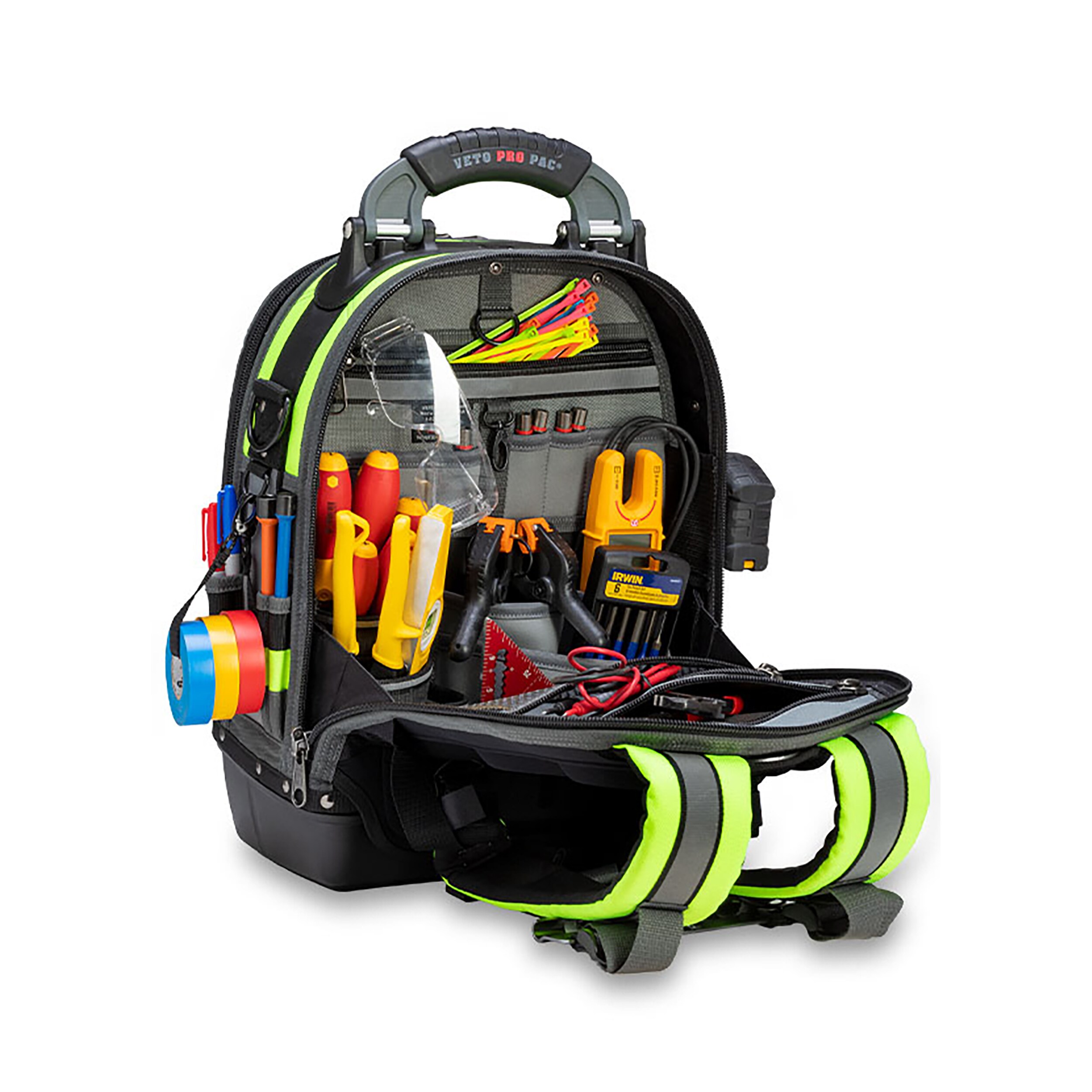 Bolso para herramientas con cremallera de nylon amarillo de alta visibilidad Veto Pro Pac Hi-Viz - 13 pulgadas de ancho x 10 pulgadas de profundidad x 19.5 pulgadas de largo VPP10063