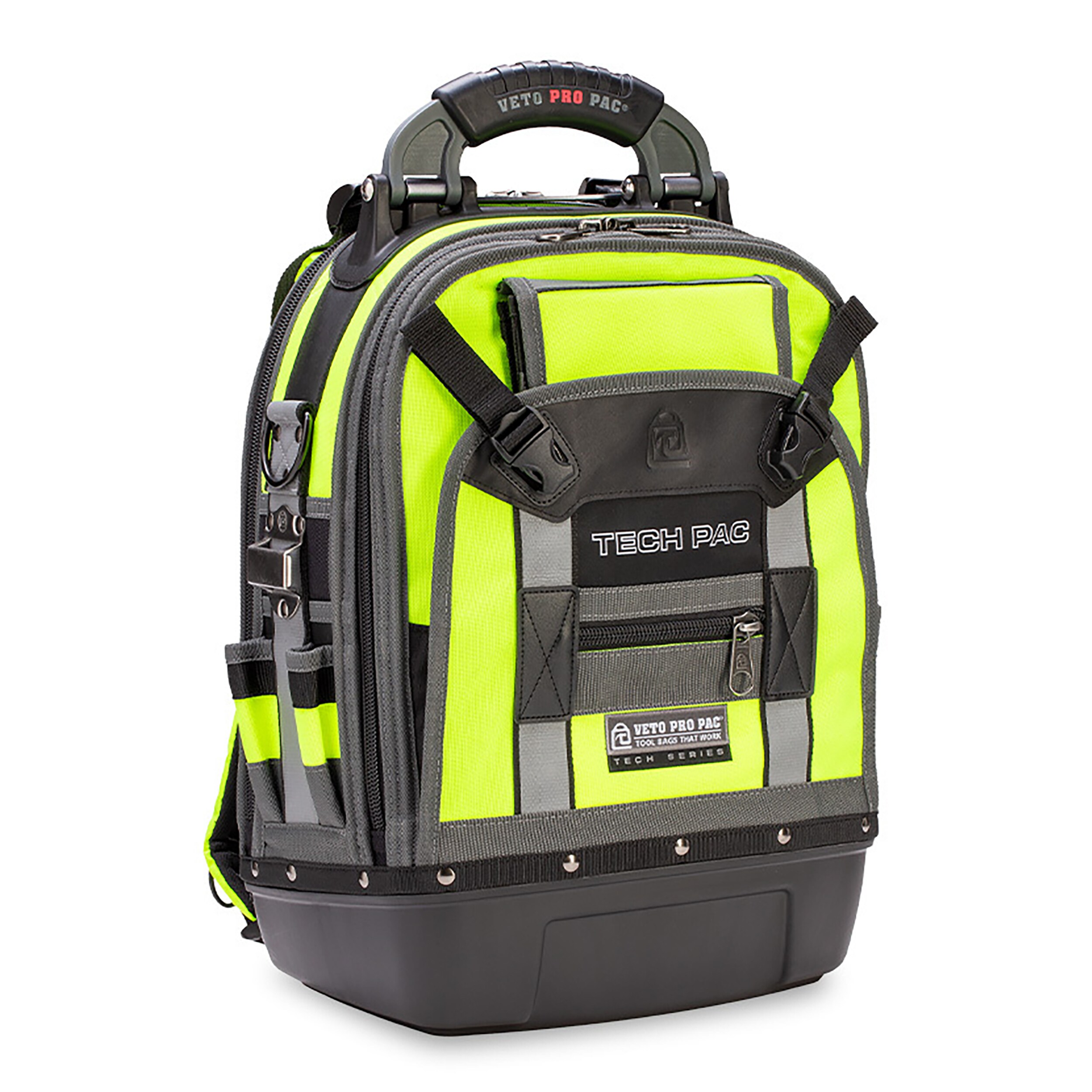 Bolso para herramientas con cremallera de nylon amarillo de alta visibilidad Veto Pro Pac Hi-Viz - 13 pulgadas de ancho x 10 pulgadas de profundidad x 19.5 pulgadas de largo VPP10063