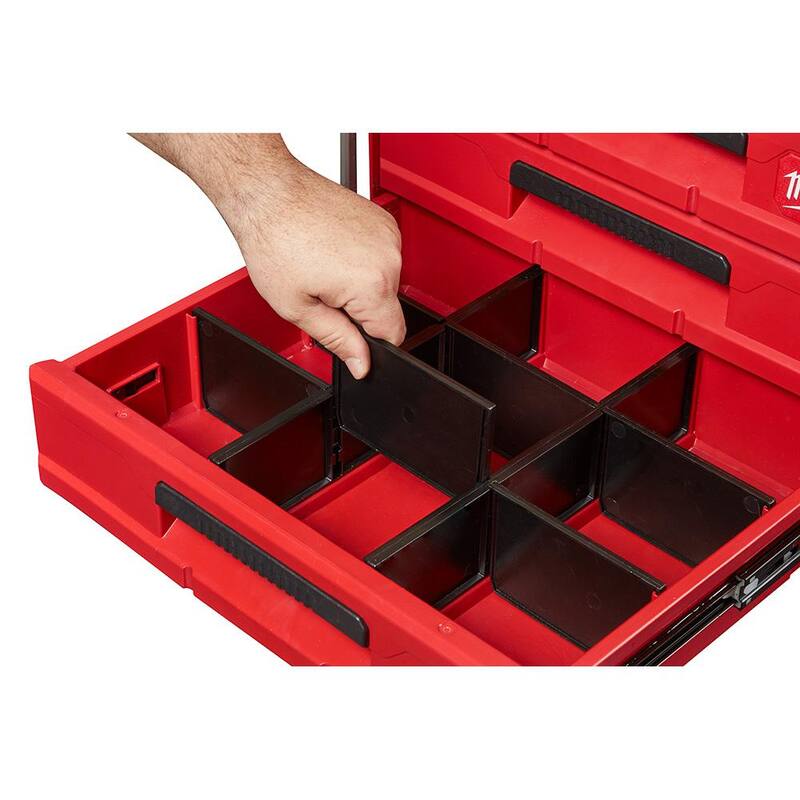 Juego de herramientas mecánicas Milwaukee de 3/8 y 1/4 pulgadas SAE/métrico (106 piezas) con kit de cajón PACKOUT - 48-22-9486-48-22-8443-48-22-8410.