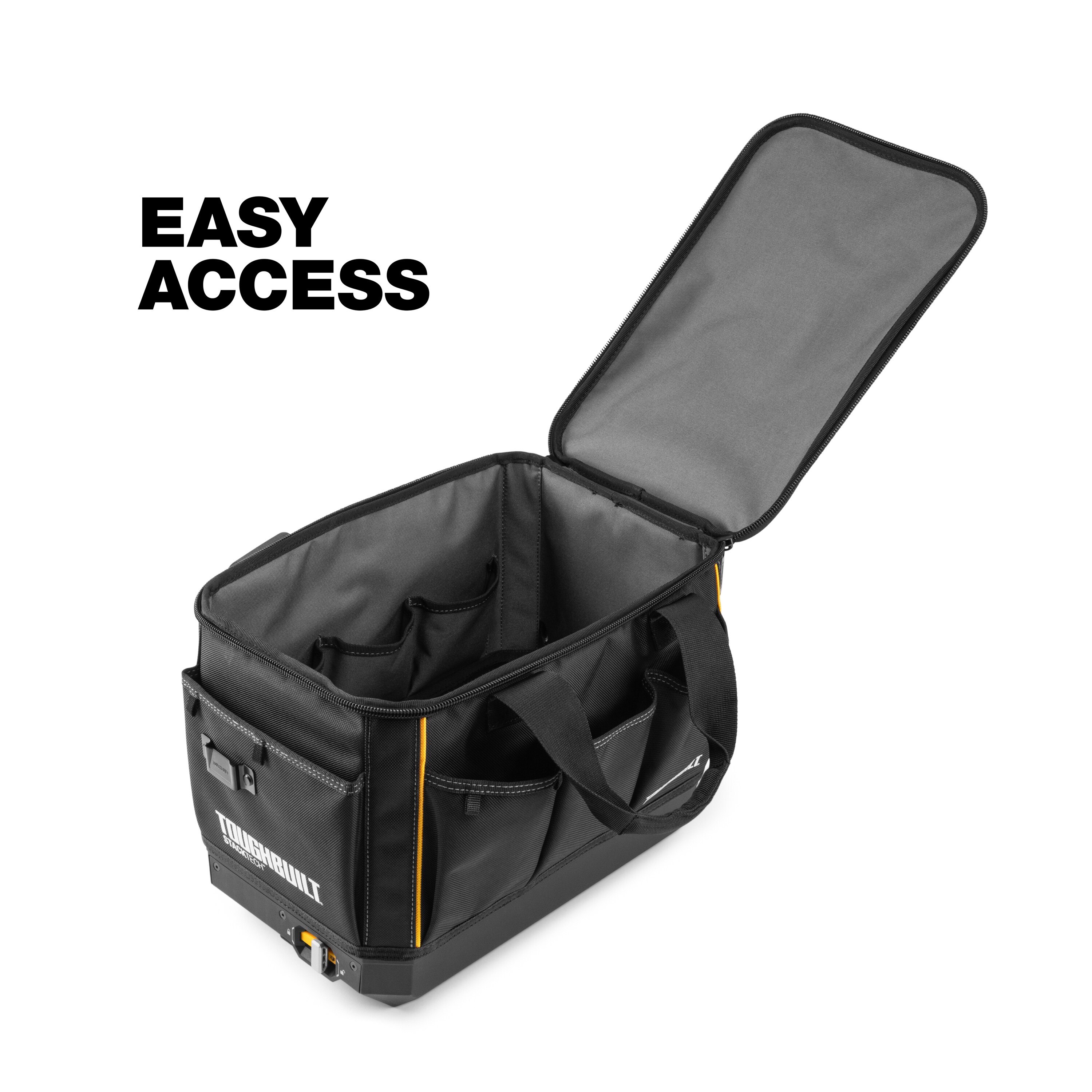 Bolso para herramientas TOUGHBUILT STACKTECH de poliéster negro de 11 pulgadas de ancho x 13 pulgadas de profundidad x 17 pulgadas de largo con cremallera TB-B1-S-60C