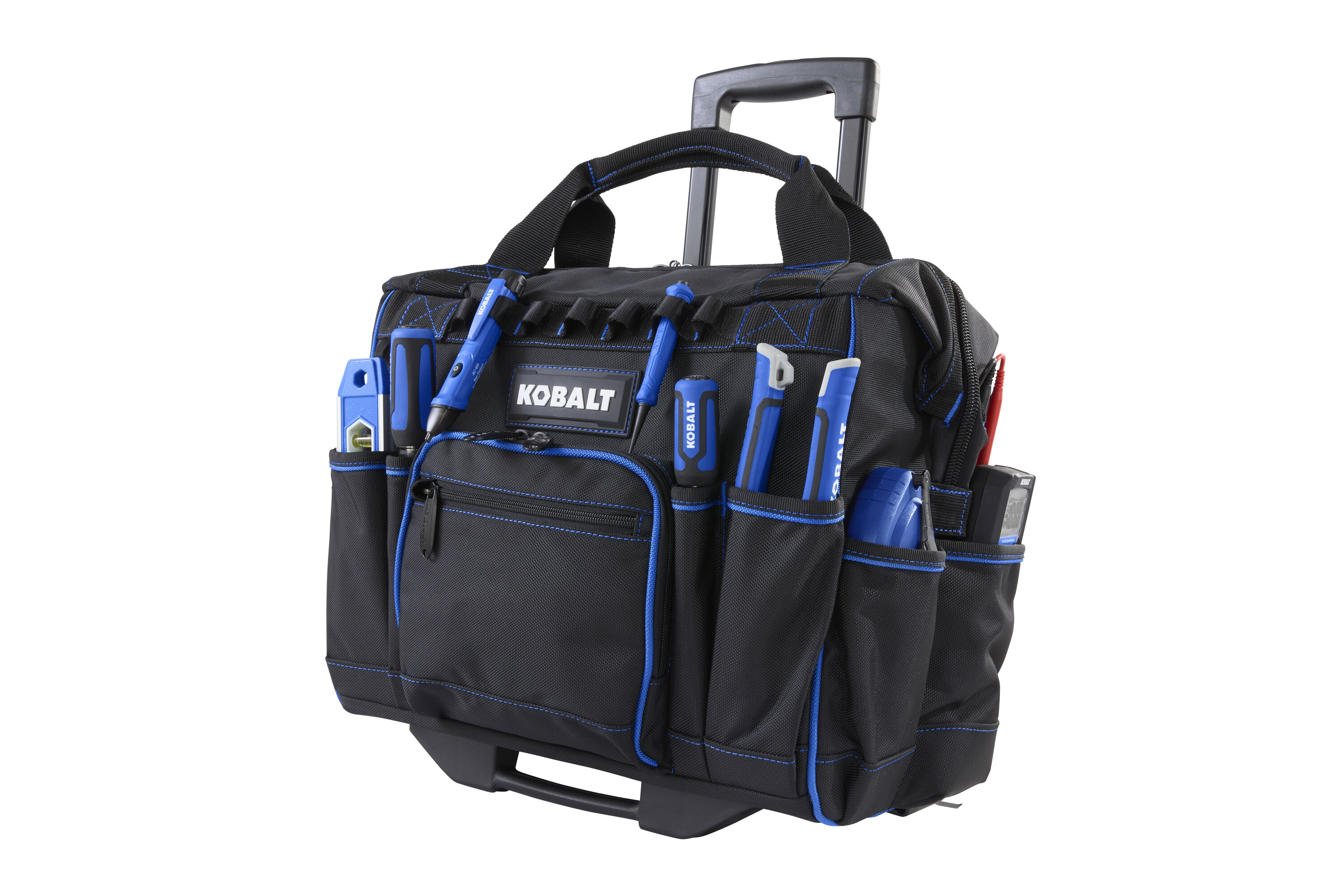 Bolsa de herramientas rodante con cremallera de poliéster azul Kobalt de 16 pulgadas de ancho x 10.83 pulgadas de profundidad x 14.17 pulgadas de largo KB-20-R-16