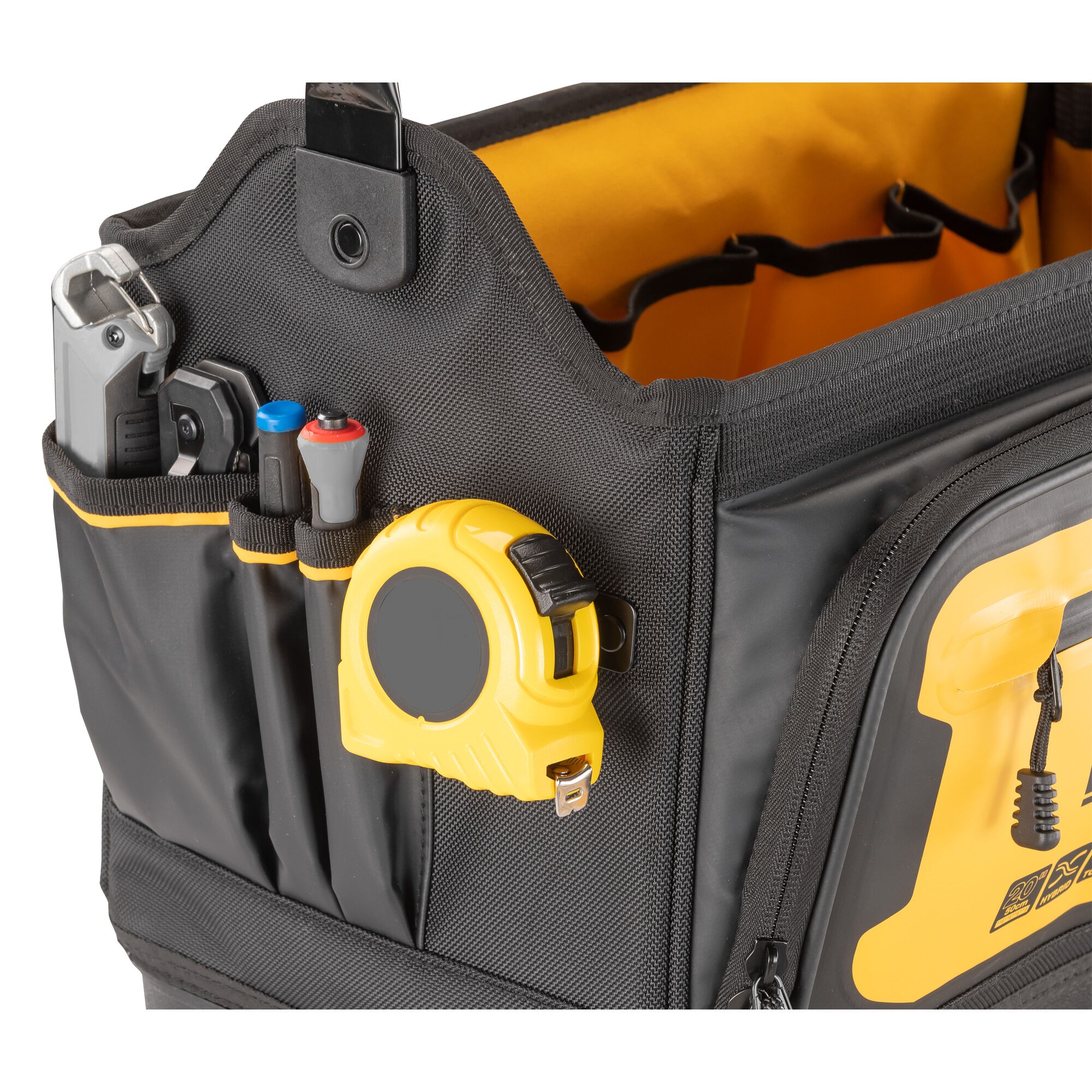 Bolsa de herramientas con cierre DEWALT negro - amarillo de nylon balístico de 10.625 pulgadas de ancho x 12.5 pulgadas de profundidad x 20 pulgadas de largo DWST560106