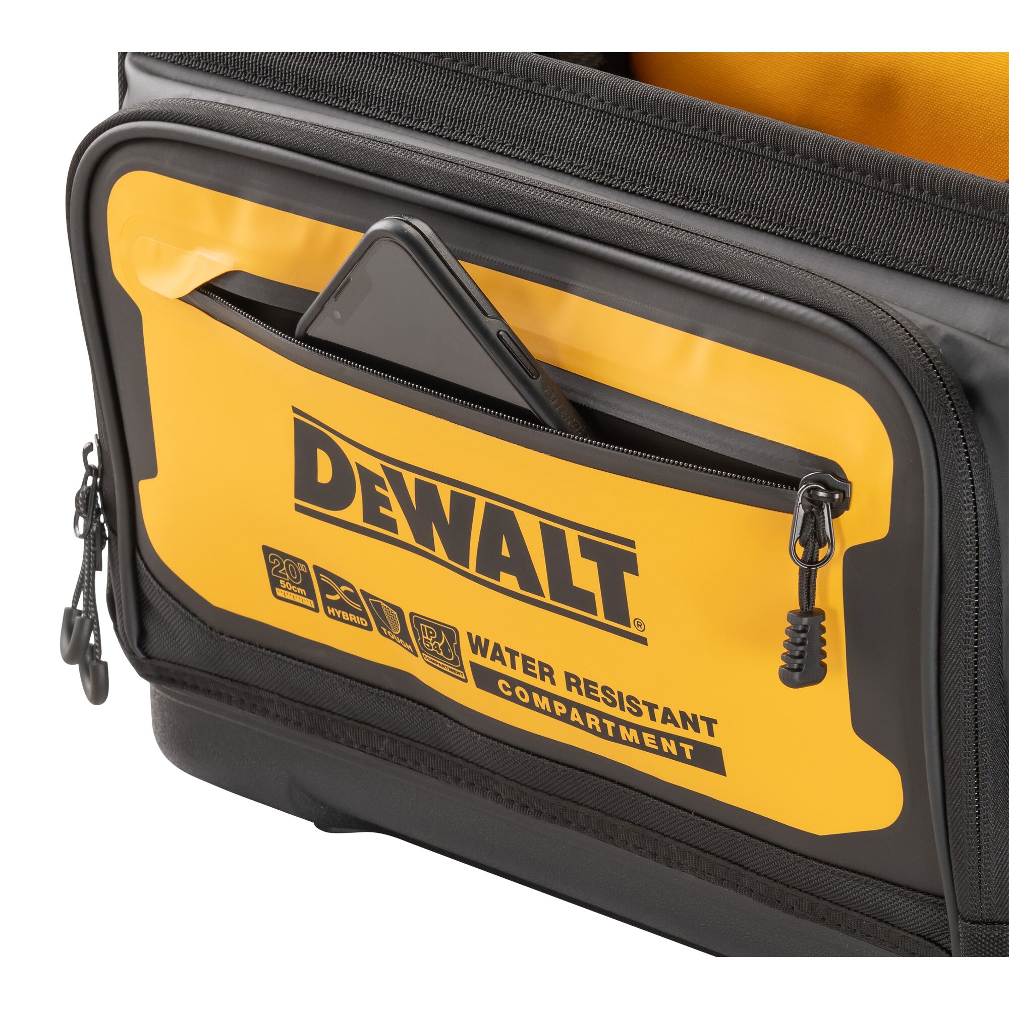 Bolsa de herramientas con cierre DEWALT negro - amarillo de nylon balístico de 10.625 pulgadas de ancho x 12.5 pulgadas de profundidad x 20 pulgadas de largo DWST560106