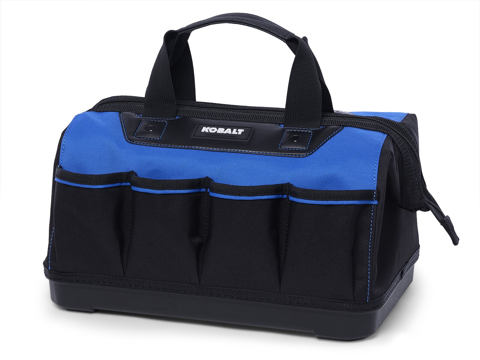 Bolsa de herramientas con cierre Kobalt de poliéster negro/azul con fondo rígido, 14 pulgadas de ancho x 8.66 pulgadas de profundidad x 9.84 pulgadas de largo KB-78B-14
