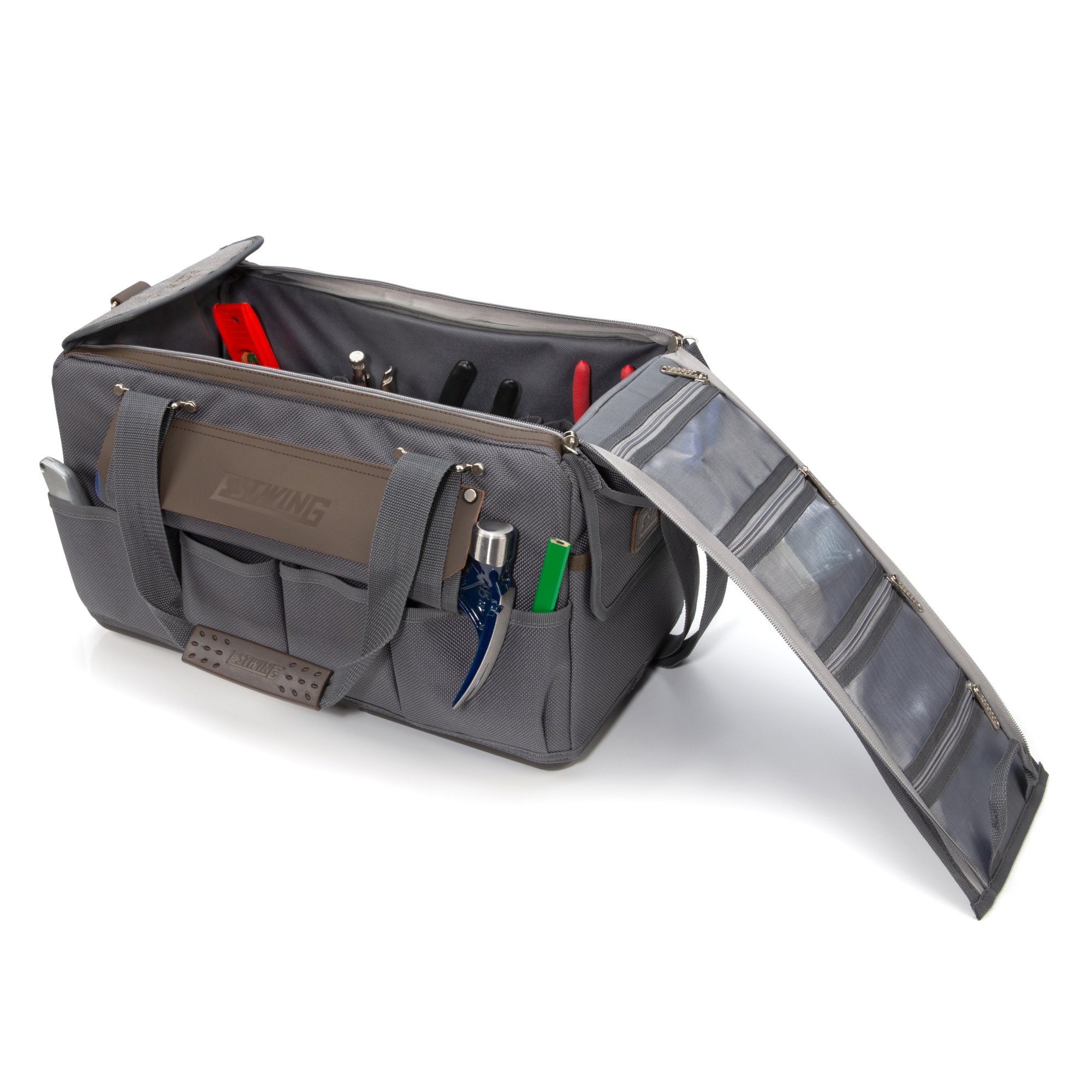 Bolsa de herramientas con cremallera de poliéster gris/marrón Estwing de 10.0 pulgadas de ancho x 18.5 pulgadas de profundidad x 11.0 pulgadas de largo 94762