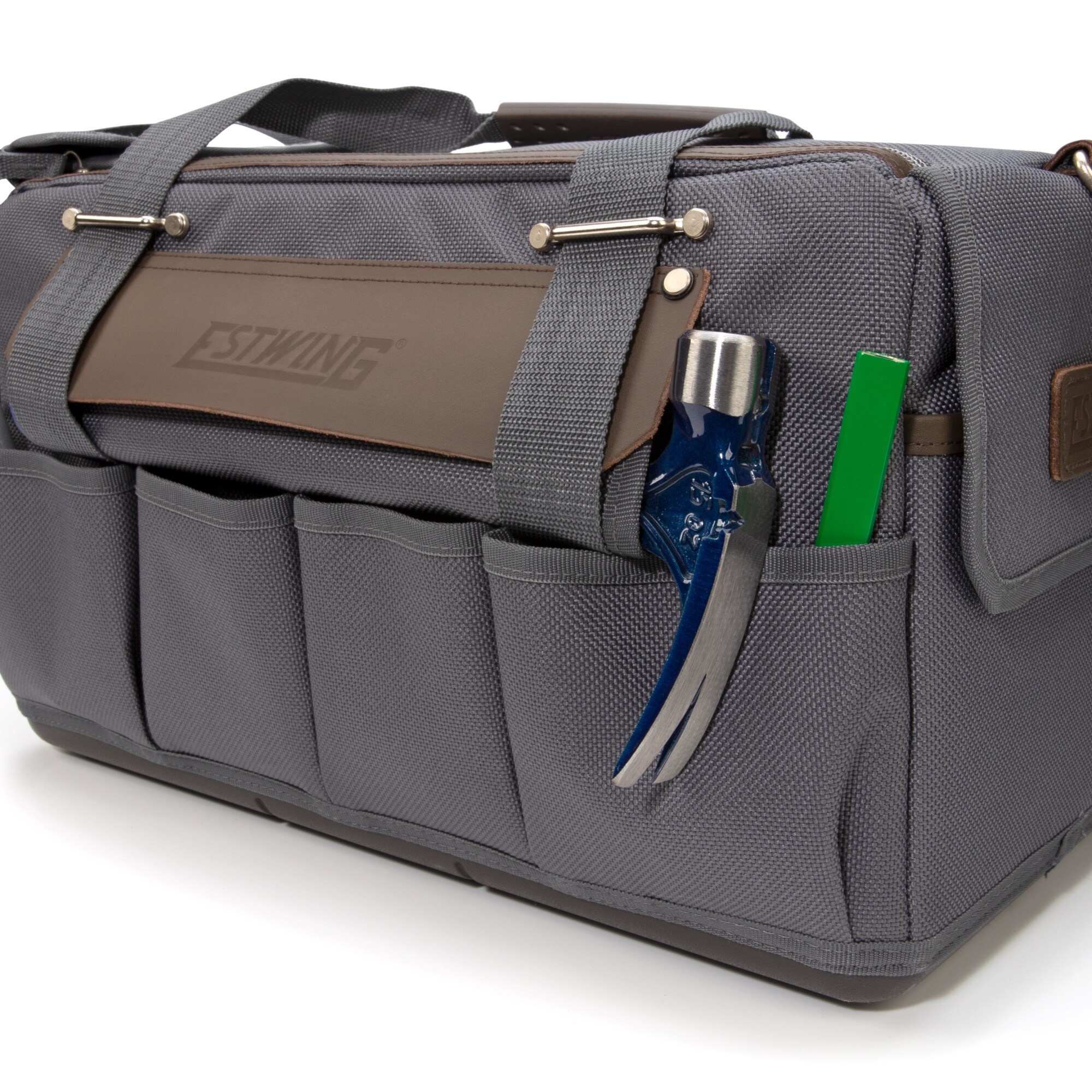 Bolsa de herramientas con cremallera de poliéster gris/marrón Estwing de 10.0 pulgadas de ancho x 18.5 pulgadas de profundidad x 11.0 pulgadas de largo 94762