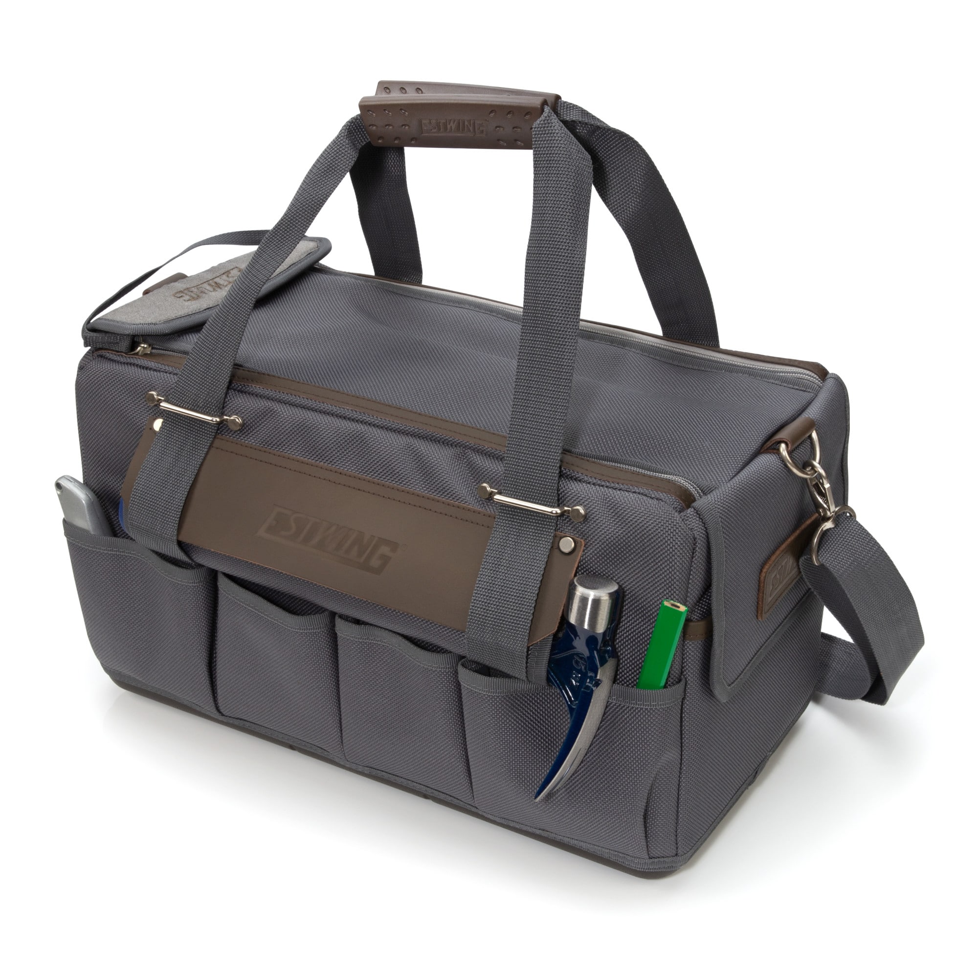 Bolsa de herramientas con cremallera de poliéster gris/marrón Estwing de 10.0 pulgadas de ancho x 18.5 pulgadas de profundidad x 11.0 pulgadas de largo 94762