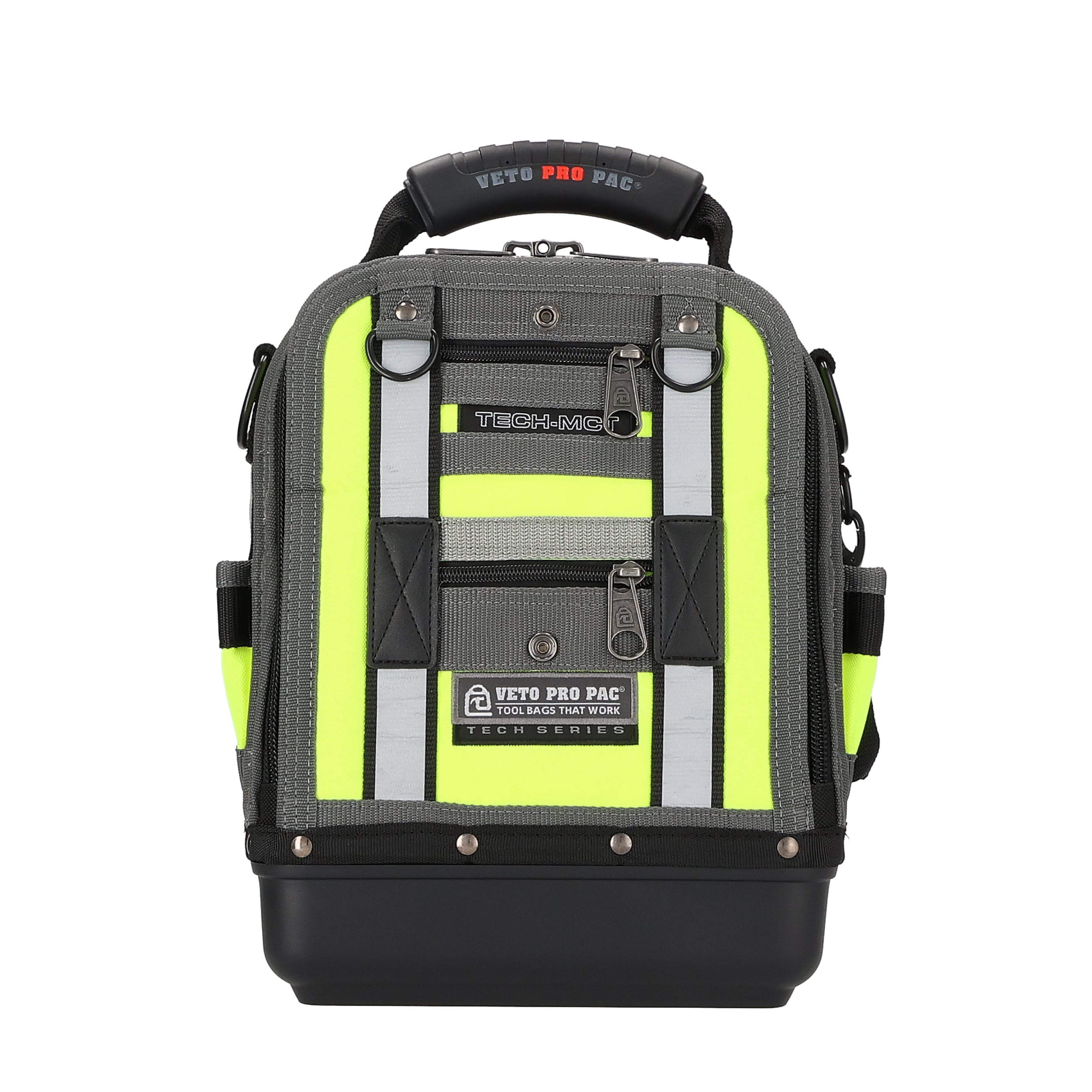Bolsa de herramientas con cierre Veto Pro Pac Hi-Viz amarilla de nylon de 12 pulgadas de ancho x 8.5 pulgadas de profundidad x 14 pulgadas de largo VPP10243