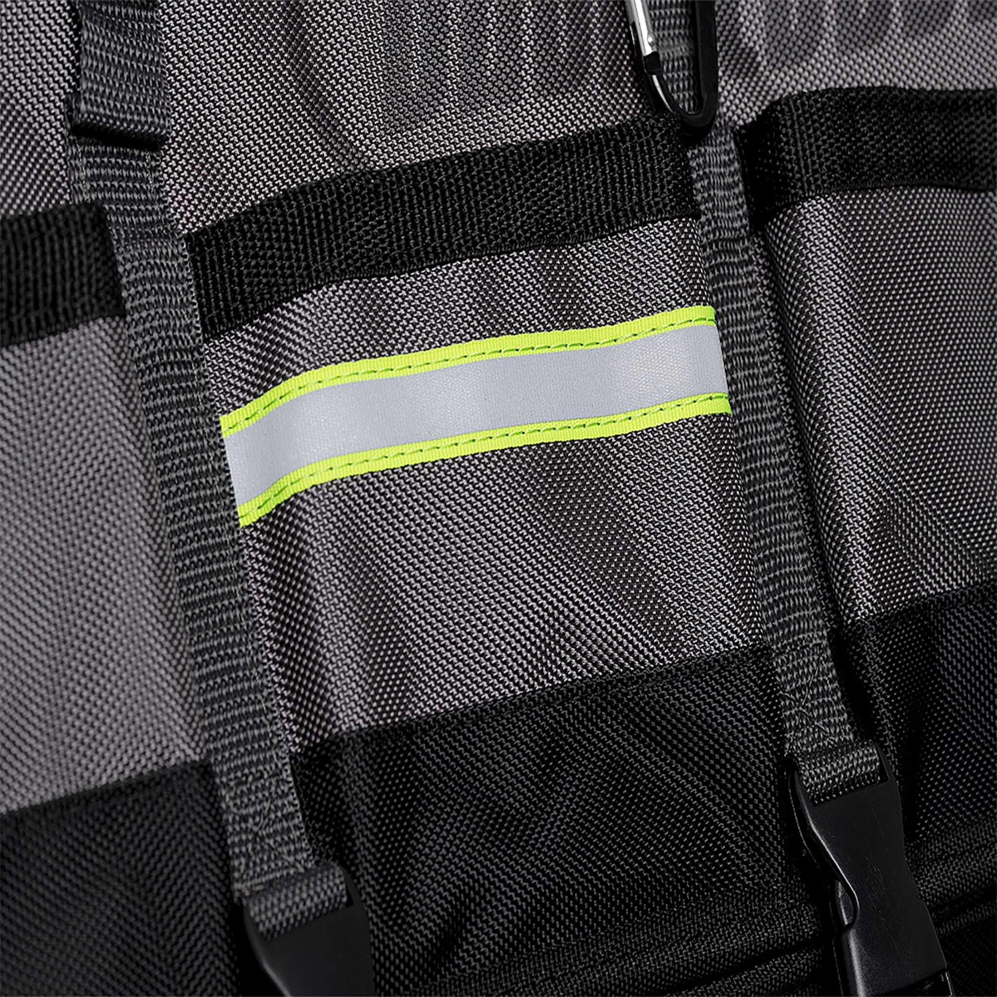 Bolsa de herramientas con cremallera de 18 pulgadas de ancho, 11 pulgadas de profundidad y 14 pulgadas de largo, gris y negro con base desplegable Bucket Boss 68118-HV