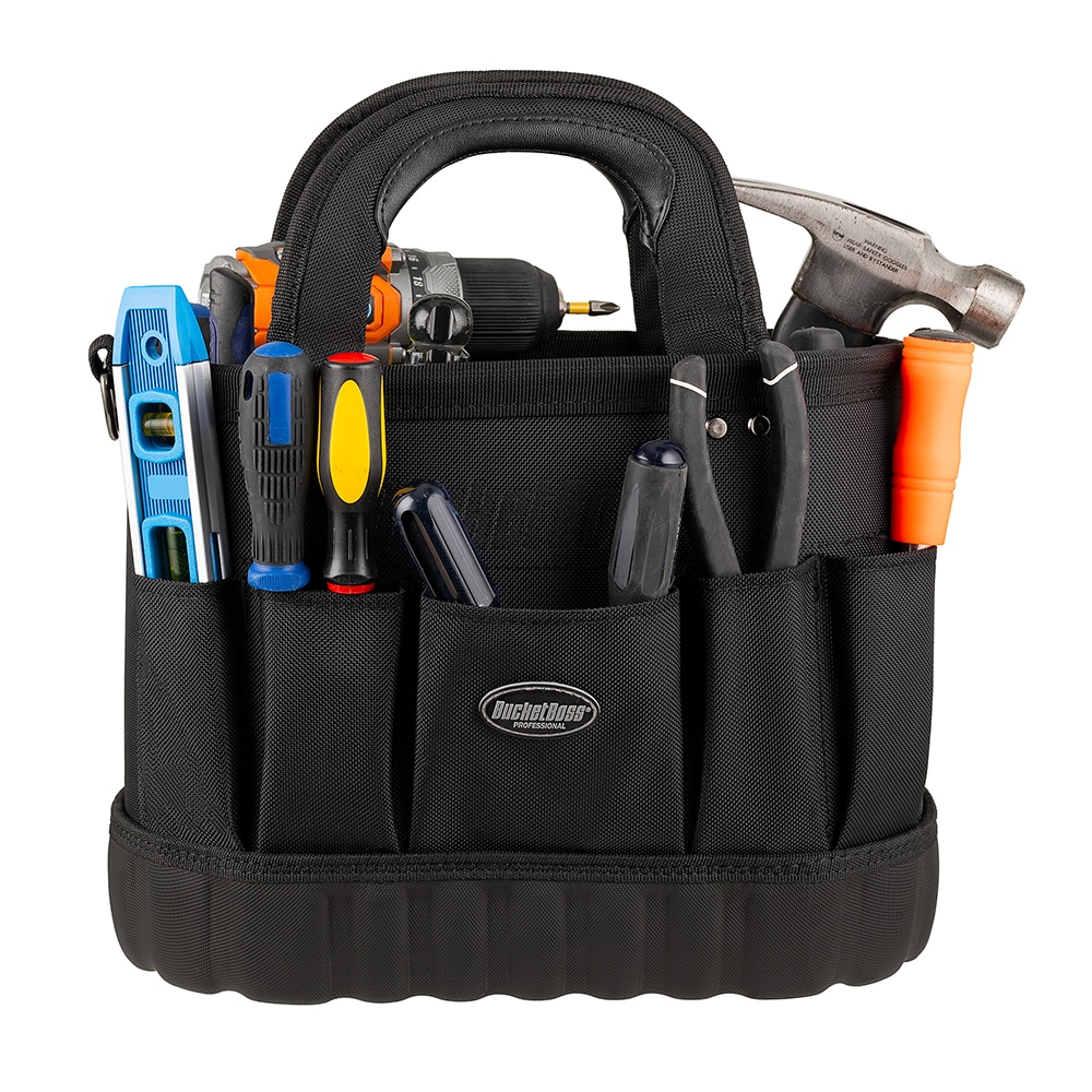 Tote de herramientas Bucket Boss Pro Oval 14 de poliéster negro de 13.5 pulgadas de ancho x 7 pulgadas de profundidad x 10 pulgadas de largo 74014