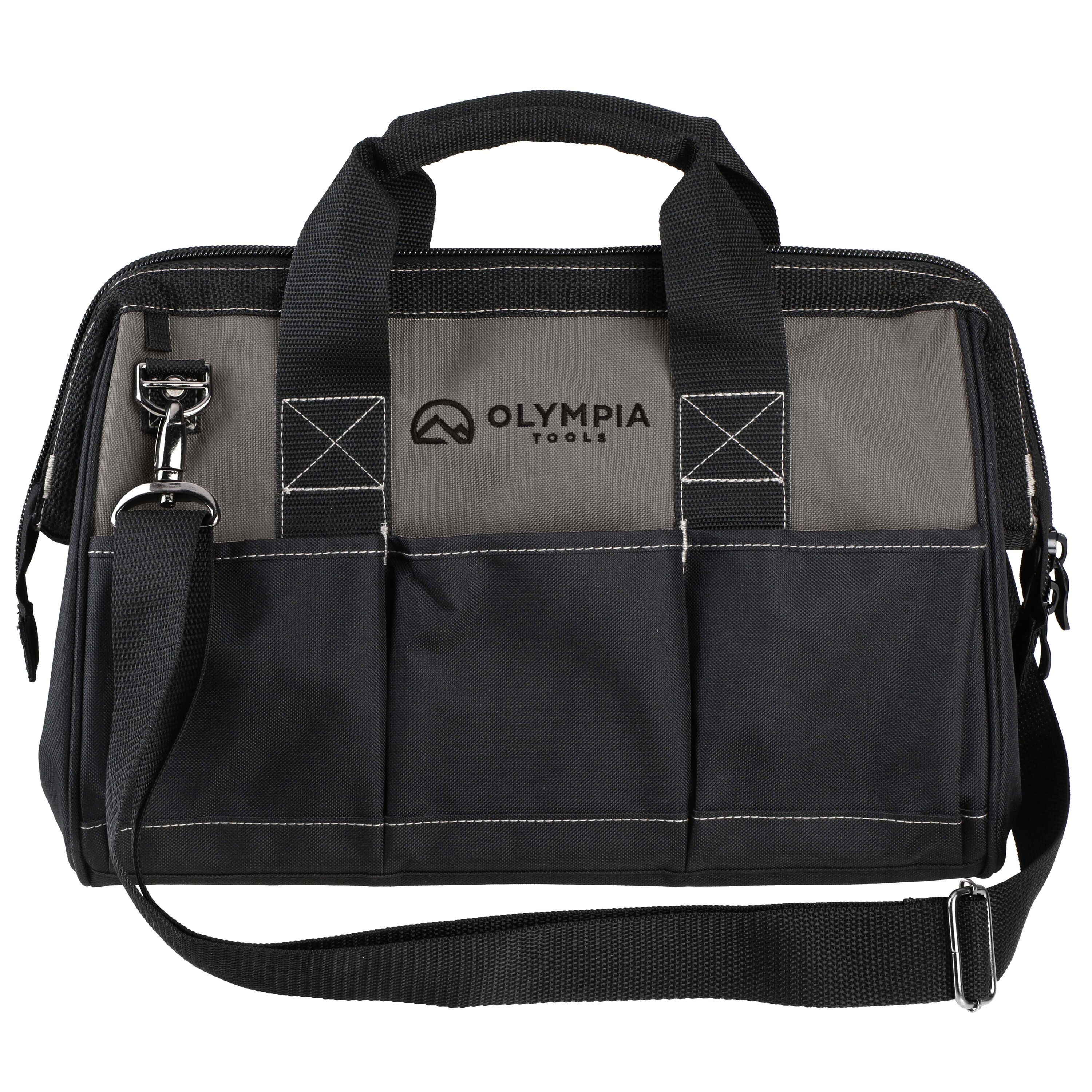 Bolsa de herramientas con cierre OLYMPIA de poliéster negro de 10 pulgadas de ancho x 15 pulgadas de profundidad x 8 pulgadas de largo 91-011