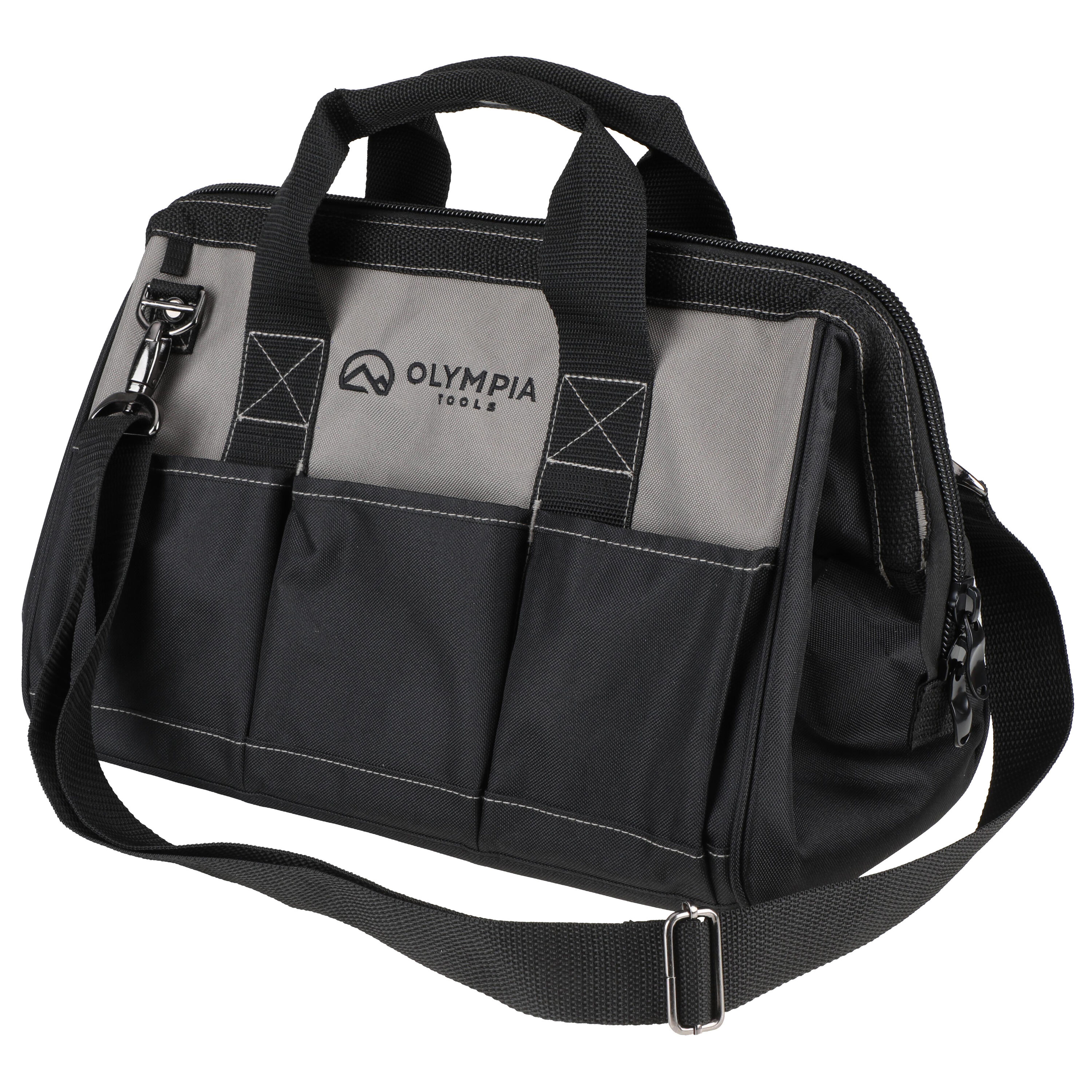 Bolsa de herramientas con cierre OLYMPIA de poliéster negro de 10 pulgadas de ancho x 15 pulgadas de profundidad x 8 pulgadas de largo 91-011