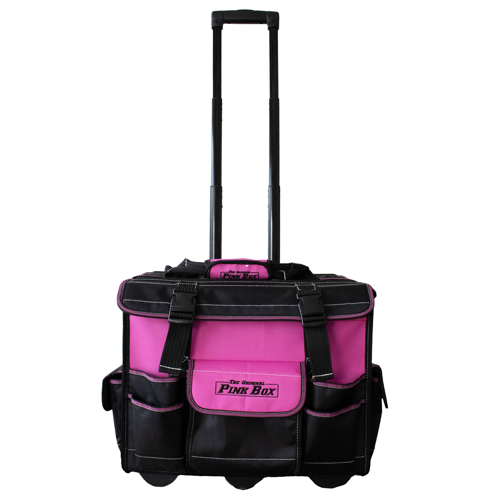 Bolsa de herramientas rodante original de The Original Pink Box, rosada de lona de 18.25 pulgadas de ancho x 15.25 pulgadas de profundidad x 10.5 pulgadas de largo con cierre de gancho y lazo PB18RTB