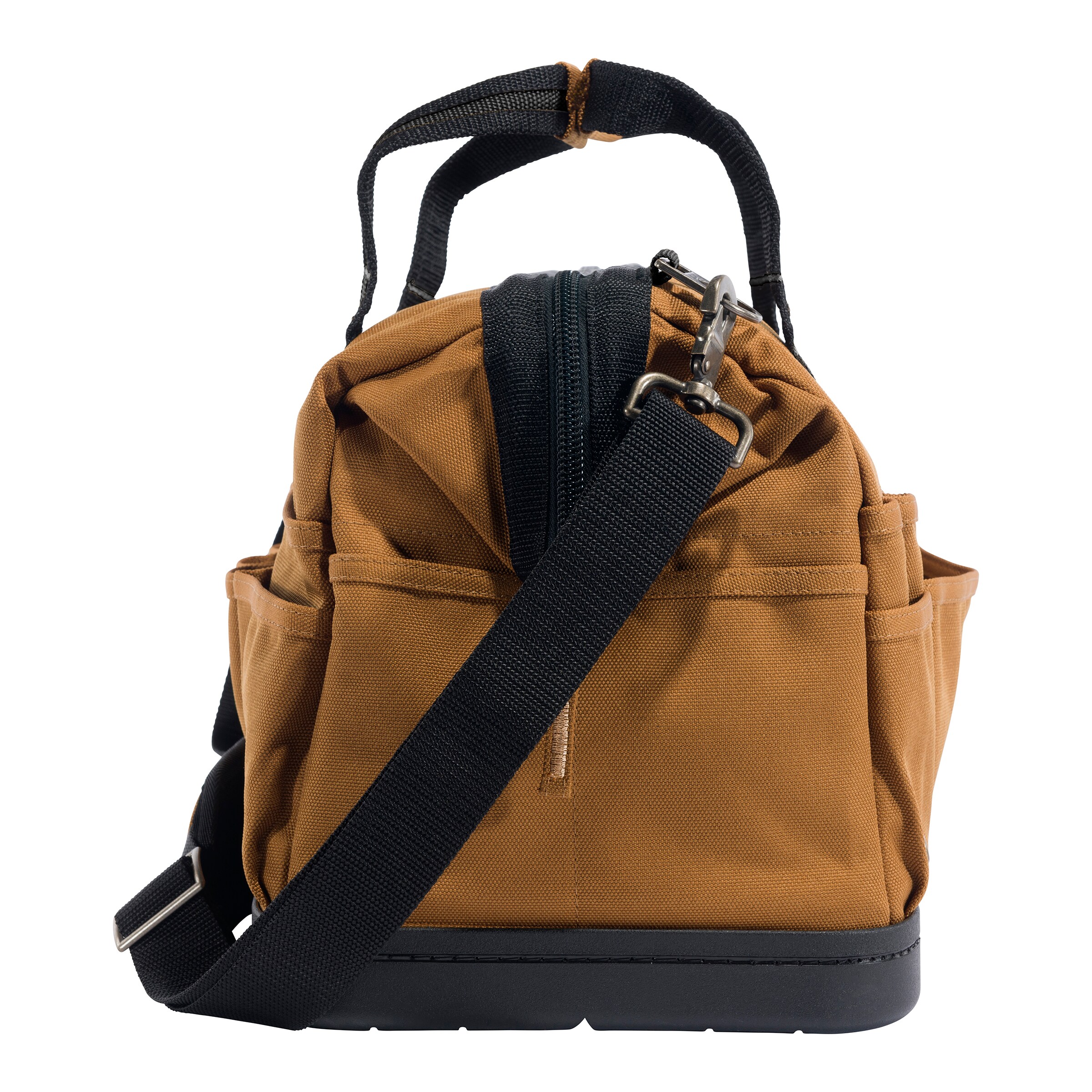 Bolsa de herramientas resistente con base moldeada de 16 pulgadas de Carhartt, color café, en poliéster, con cremallera, medidas 13 pulgadas de ancho x 16.4 pulgadas de profundidad x 16.4 pulgadas de largo.
