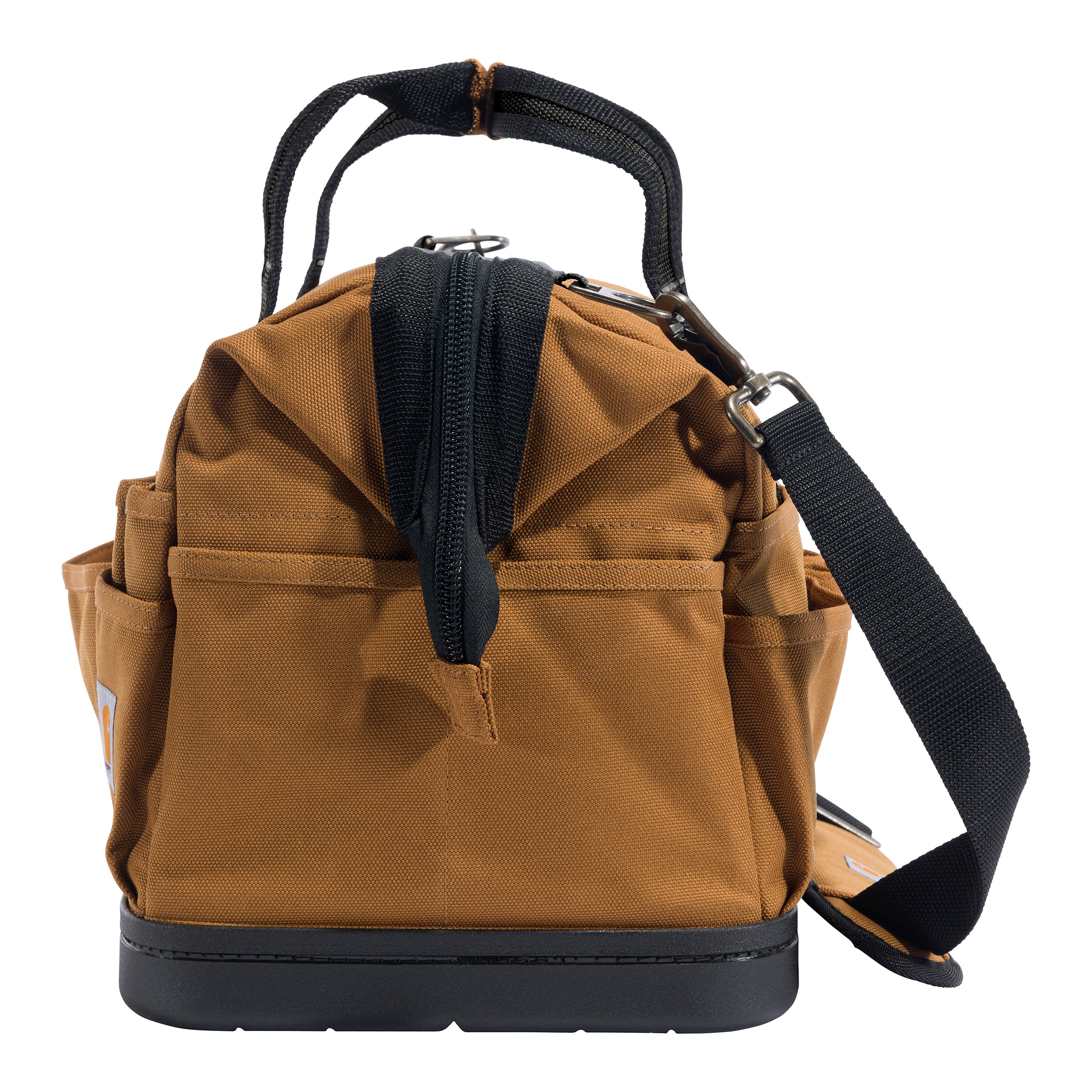 Bolsa de herramientas resistente con base moldeada de 16 pulgadas de Carhartt, color café, en poliéster, con cremallera, medidas 13 pulgadas de ancho x 16.4 pulgadas de profundidad x 16.4 pulgadas de largo.