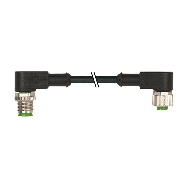 Conector macho M12 de 90° / conector hembra M12 de 90°, PUR 5x0.34 bk UL/CSA+cable de arrastre 0.6m - 7000-40281-6350060