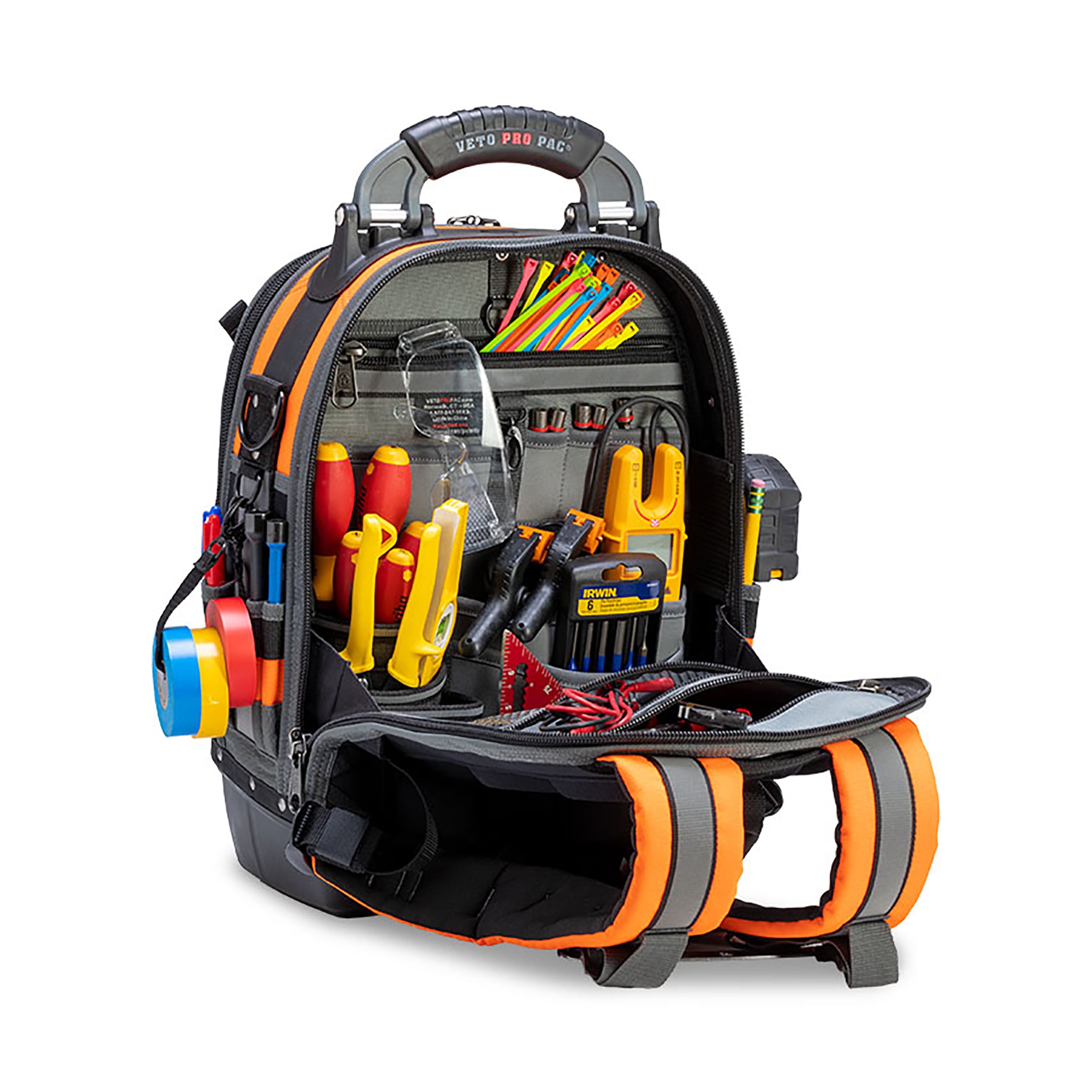 Bolso para herramientas con cierre Veto Pro Pac Hi-Viz naranja de nylon de 13 pulgadas de ancho x 10 pulgadas de profundidad x 19.5 pulgadas de largo VPP10064