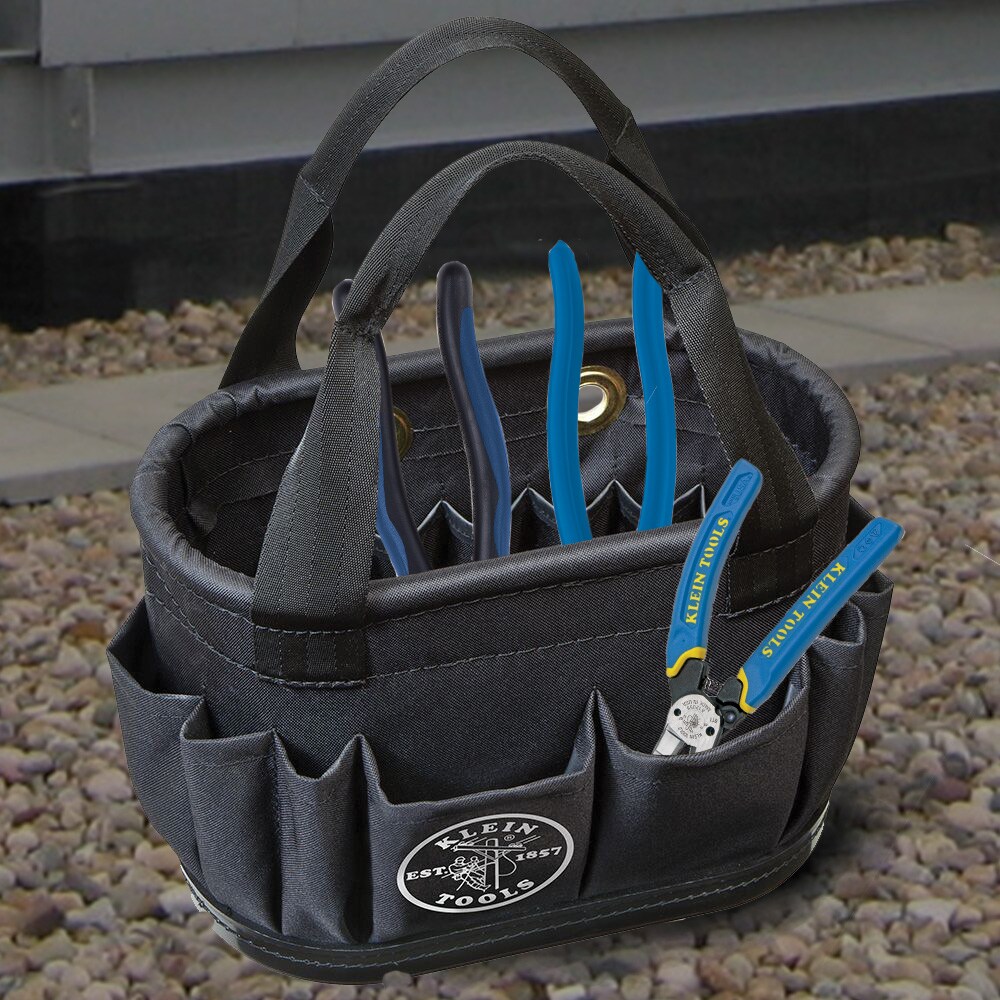 Cubo resistente para herramientas Klein Tools, Cubo aéreo con 29 bolsillos, negro 5144BHB14OS