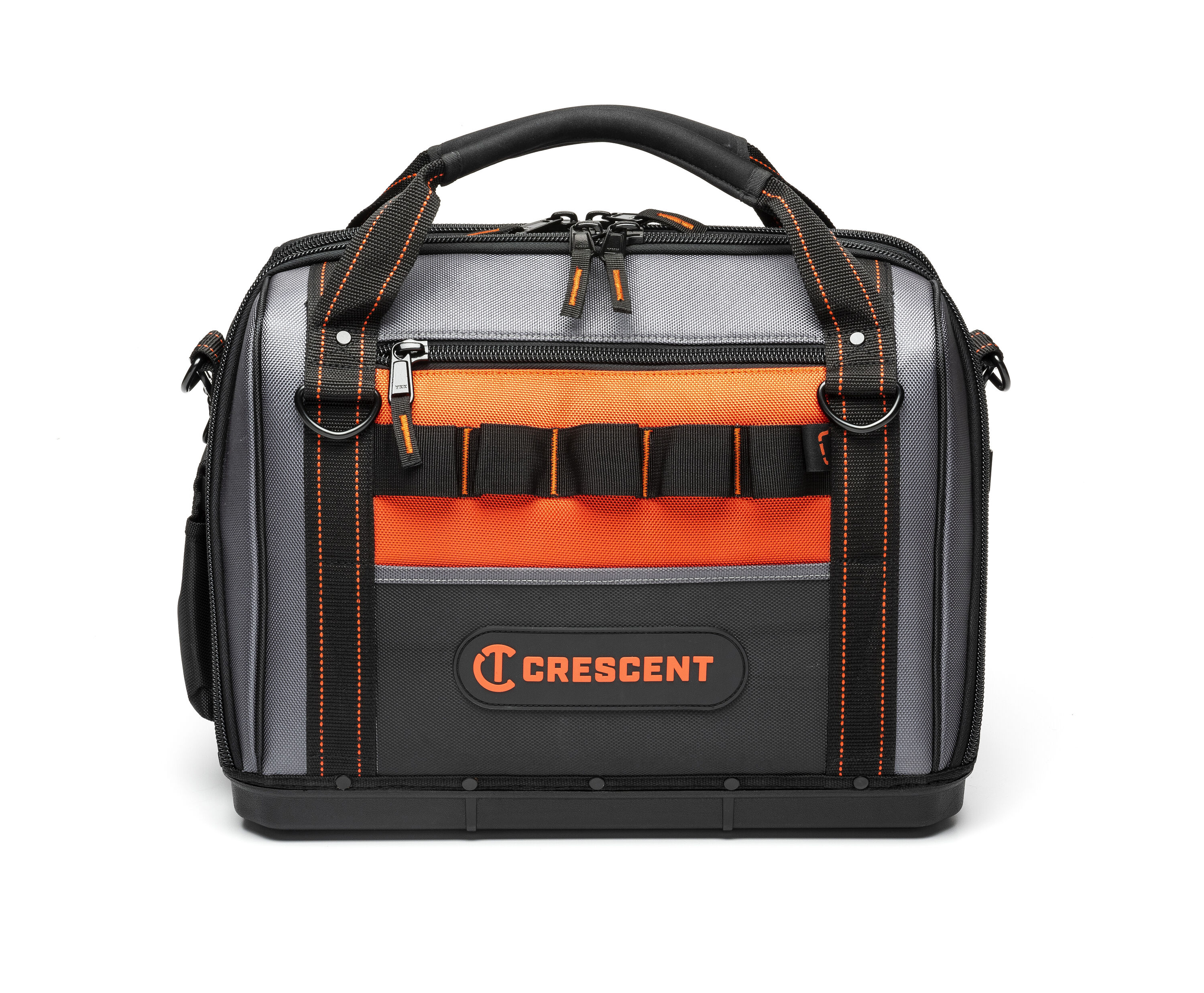 Bolsa de herramientas con cierre Crescent Rawhide de poliéster negro y naranja de 17 pulgadas de ancho x 16.7 pulgadas de profundidad x 9.5 pulgadas de longitud CTB1750N
