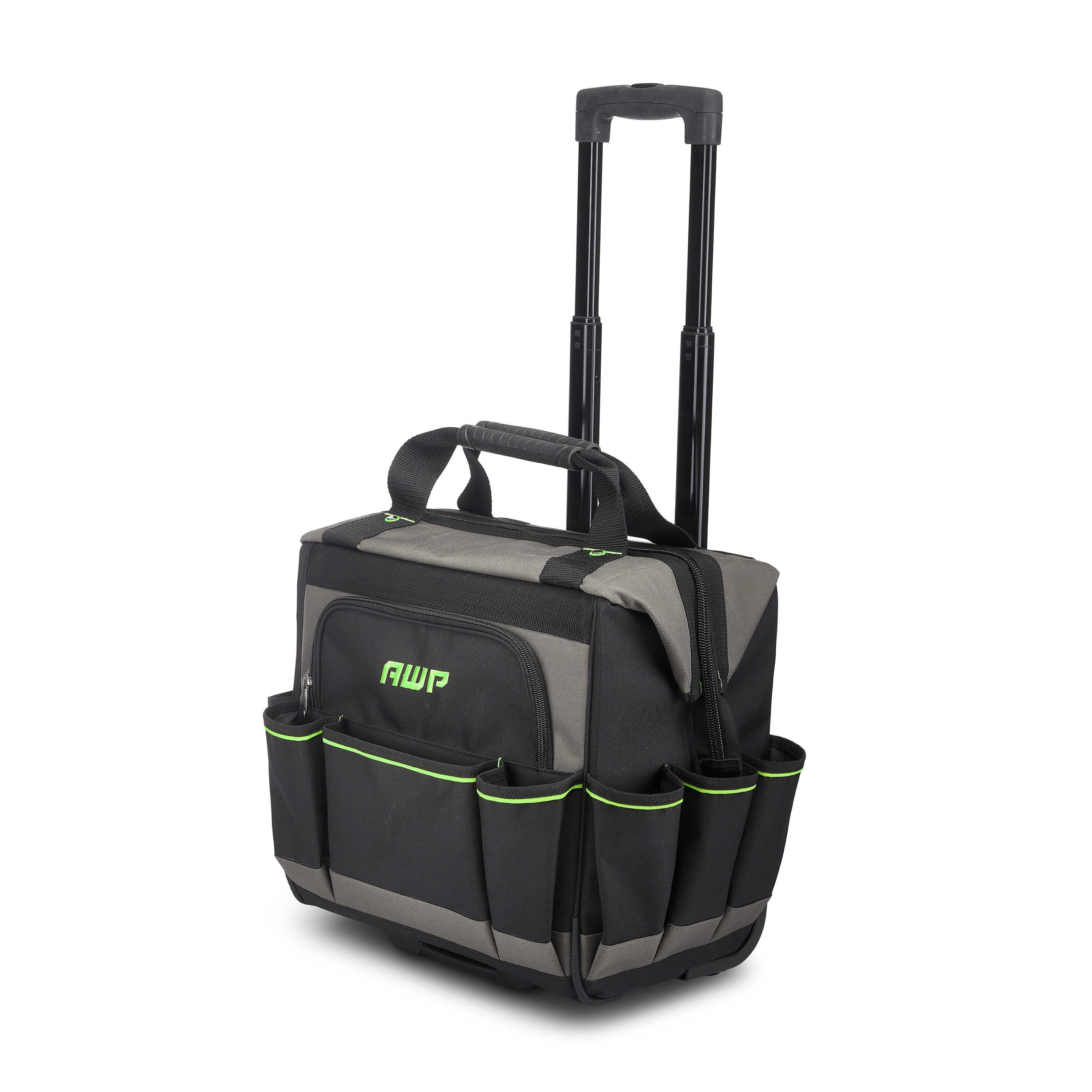 Bolso de herramientas rodante con cremallera de poliéster negro AWP de 14 pulgadas de ancho x 10.5 pulgadas de profundidad x 17 pulgadas de largo L-22814
