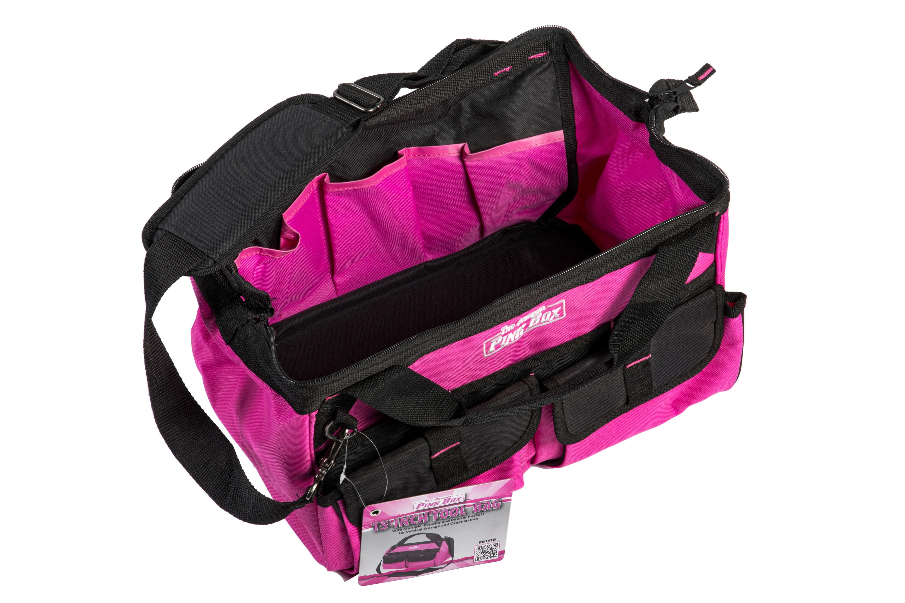 Bolsa de herramientas con cremallera de lienzo rosa The Original Pink Box de 15 pulgadas de ancho x 11 pulgadas de profundidad x 9 pulgadas de largo PB15TB