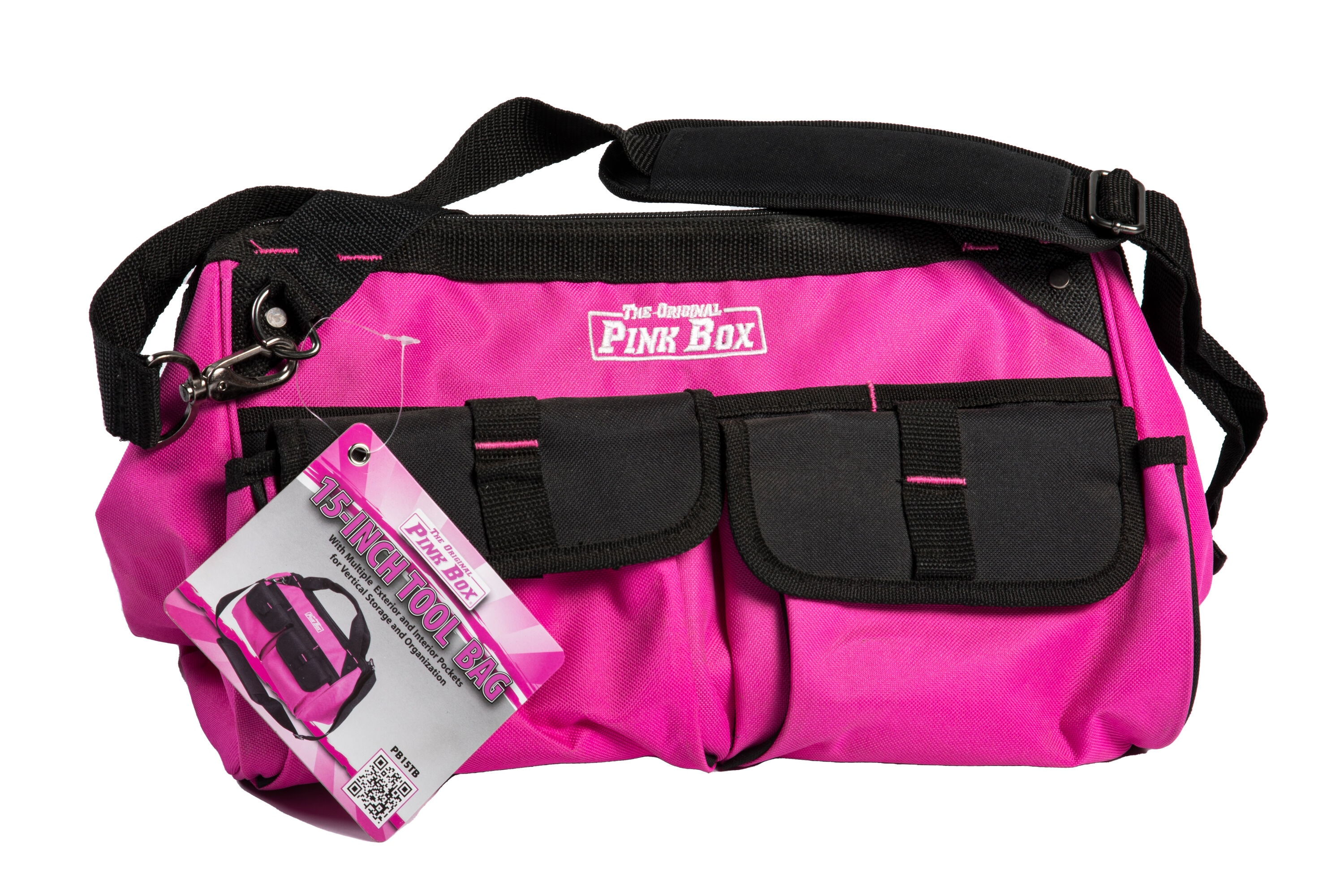 Bolsa de herramientas con cremallera de lienzo rosa The Original Pink Box de 15 pulgadas de ancho x 11 pulgadas de profundidad x 9 pulgadas de largo PB15TB