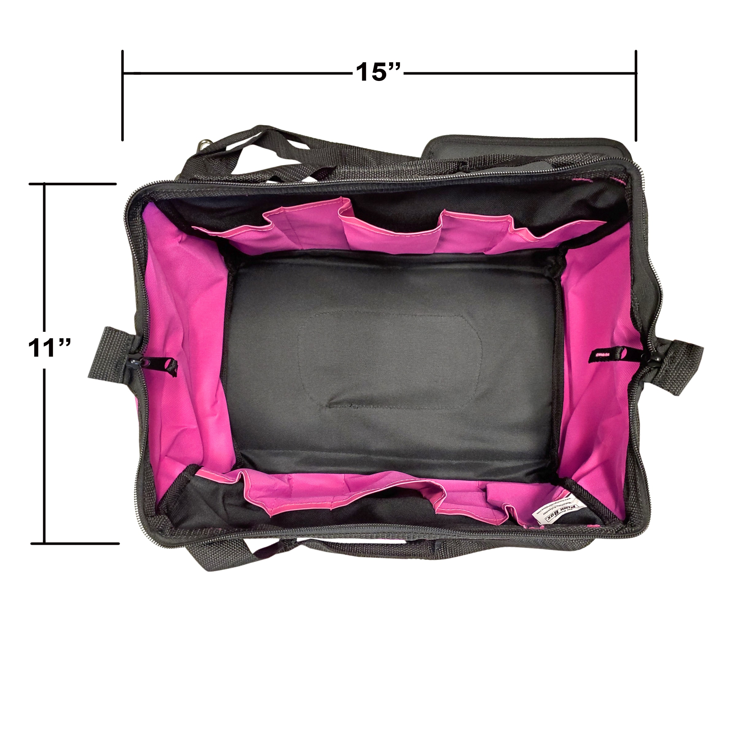 Bolsa de herramientas con cremallera de lienzo rosa The Original Pink Box de 15 pulgadas de ancho x 11 pulgadas de profundidad x 9 pulgadas de largo PB15TB