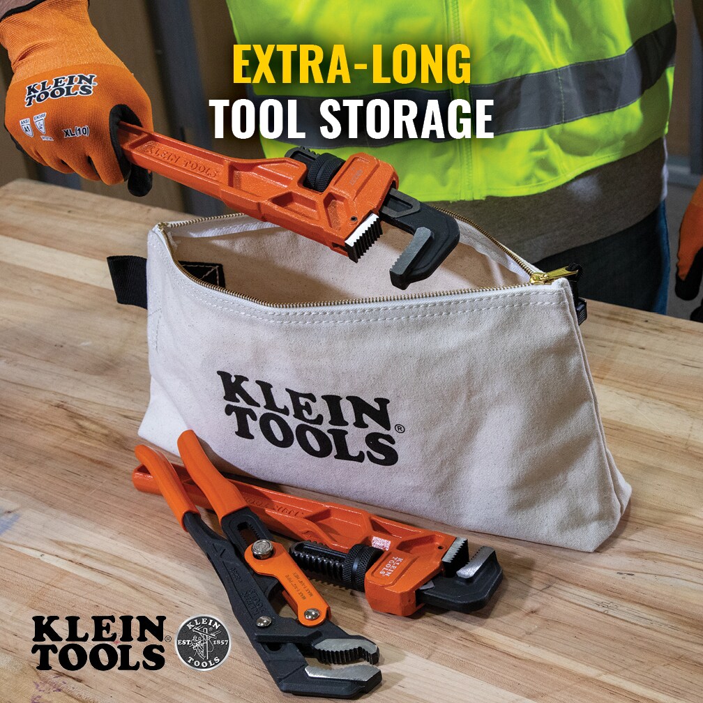 Bolsa con cierre Klein Tools, Bolsa de lona extra larga para herramientas, 16 pulgadas, natural 62042