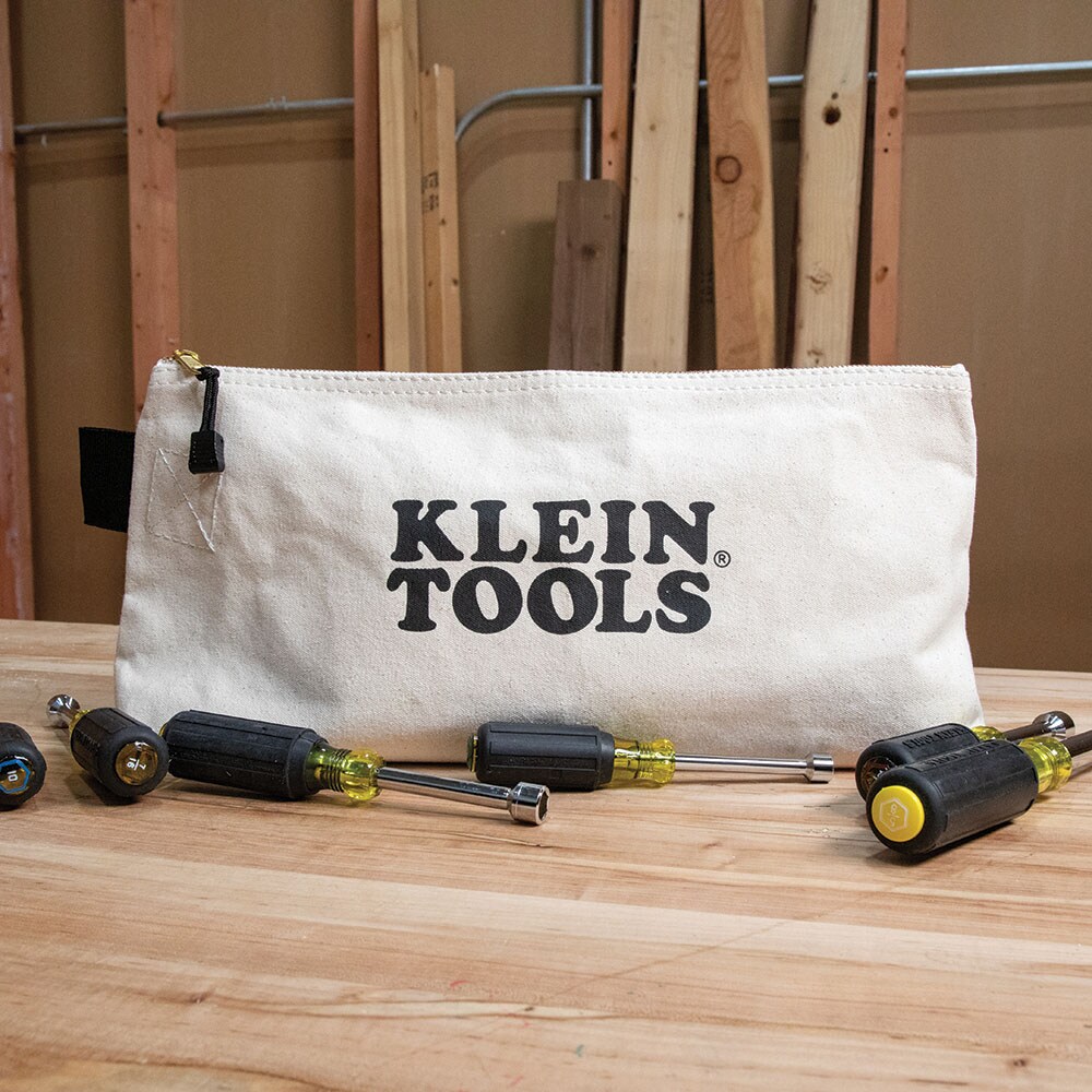 Bolsa con cierre Klein Tools, Bolsa de lona extra larga para herramientas, 16 pulgadas, natural 62042