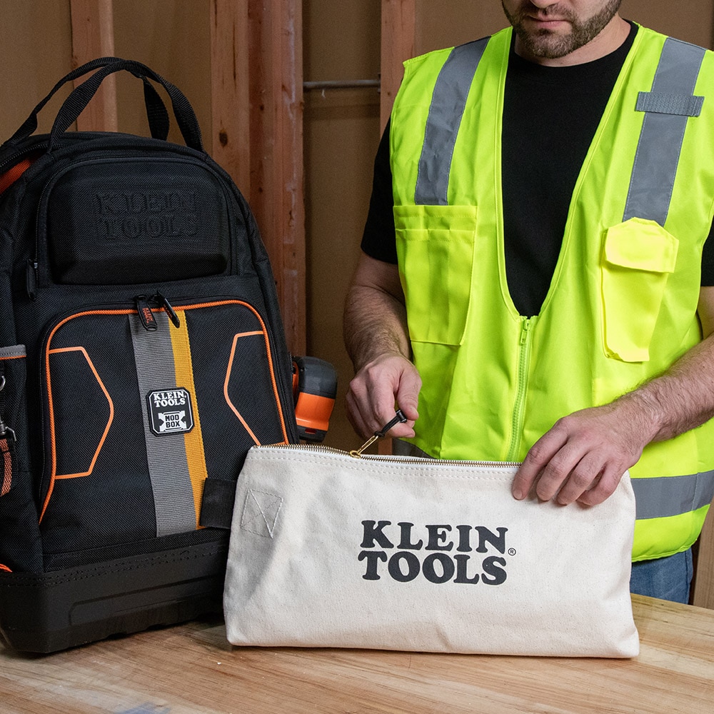 Bolsa con cierre Klein Tools, Bolsa de lona extra larga para herramientas, 16 pulgadas, natural 62042