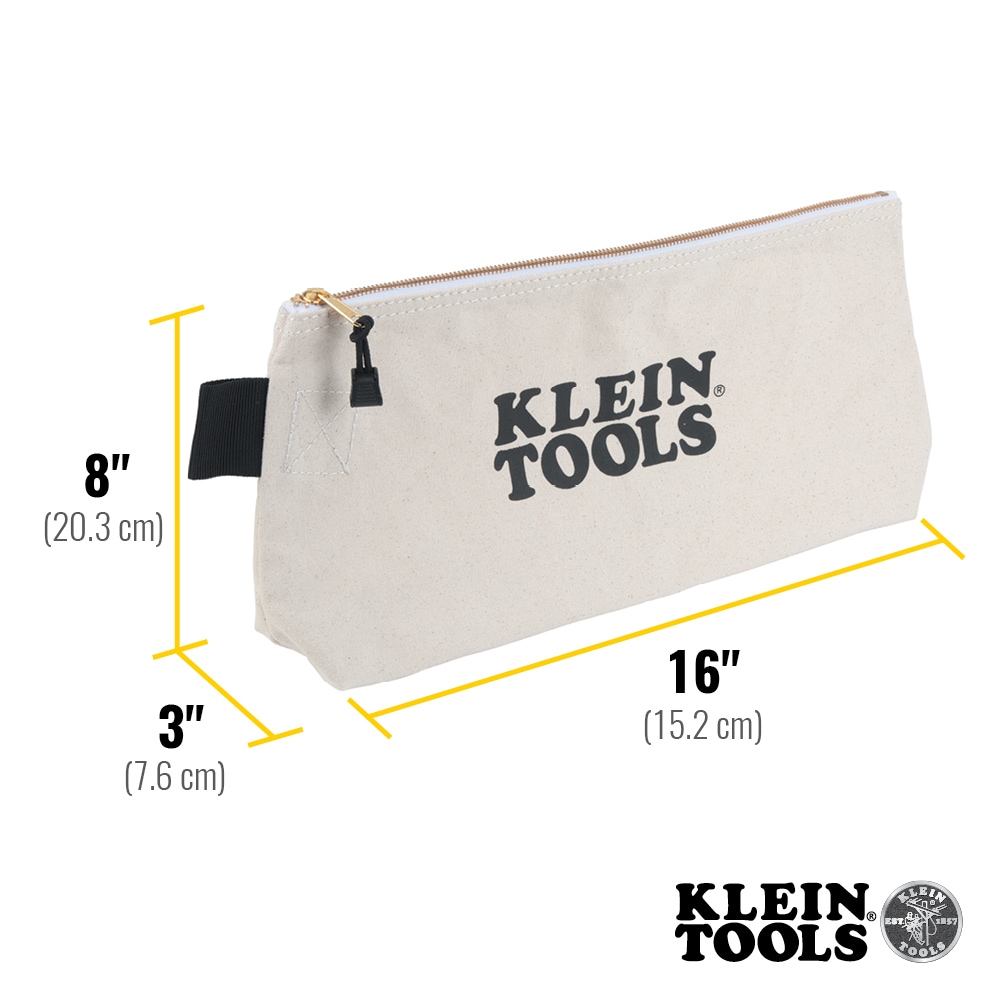 Bolsa con cierre Klein Tools, Bolsa de lona extra larga para herramientas, 16 pulgadas, natural 62042