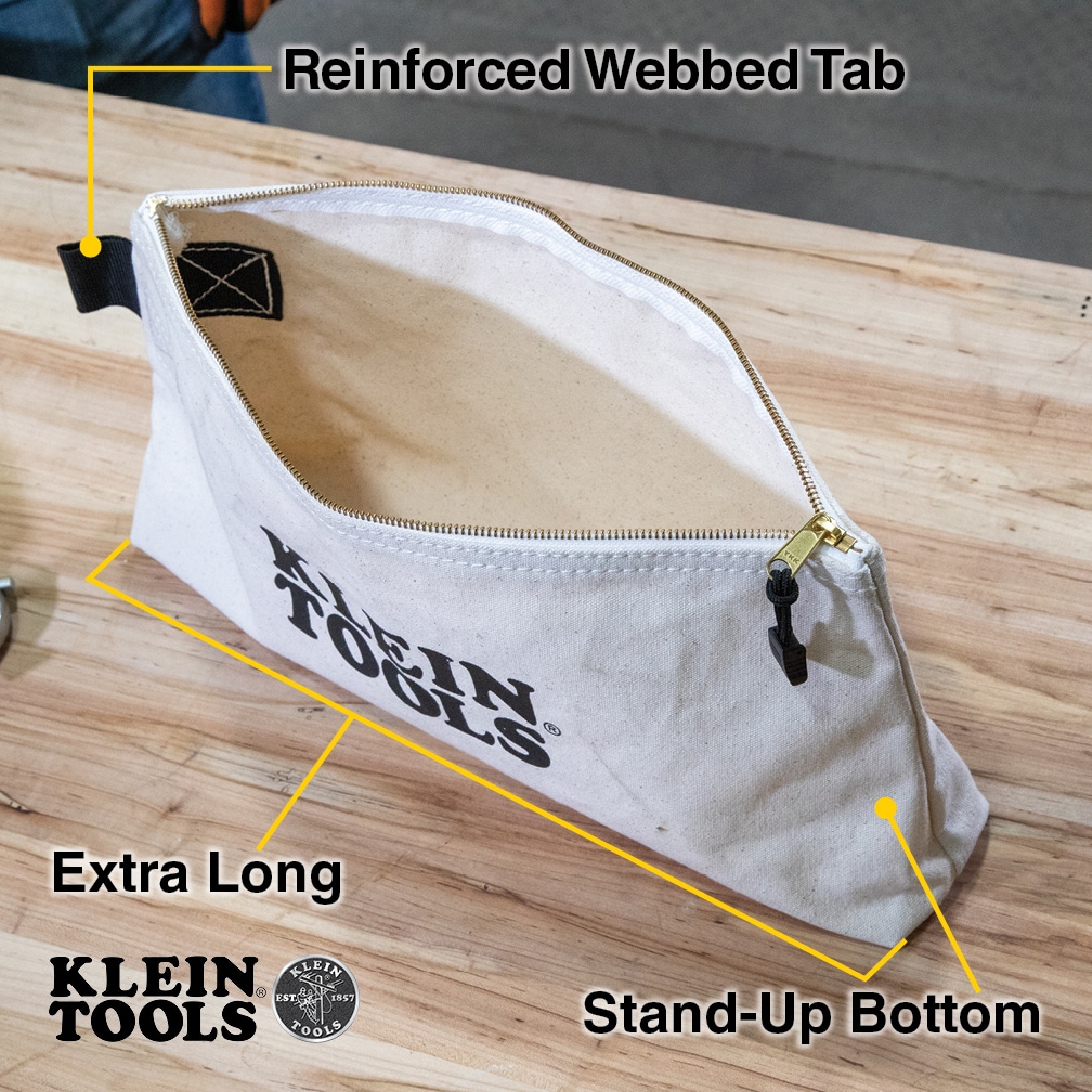 Bolsa con cierre Klein Tools, Bolsa de lona extra larga para herramientas, 16 pulgadas, natural 62042