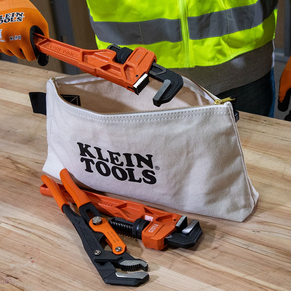 Bolsa con cierre Klein Tools, Bolsa de lona extra larga para herramientas, 16 pulgadas, natural 62042