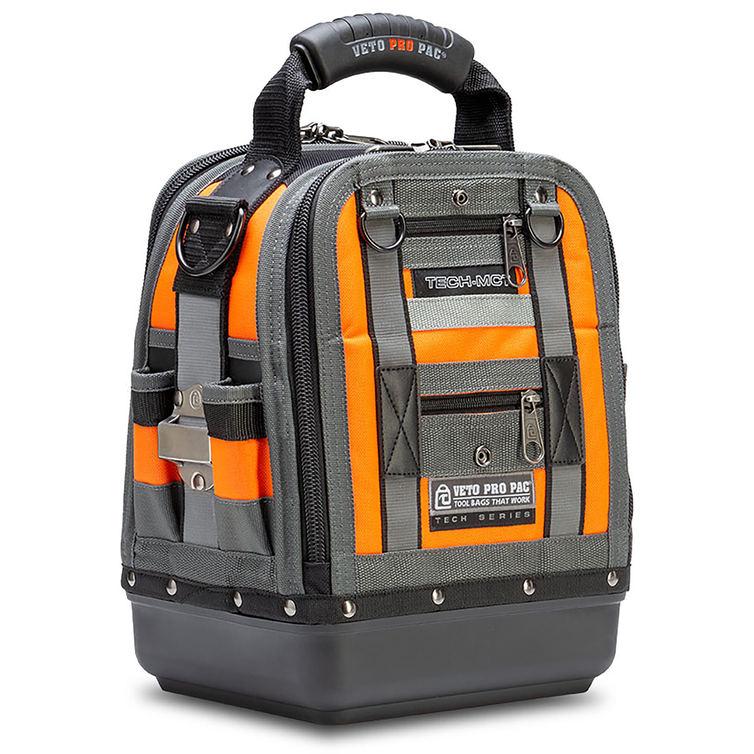 Bolso de herramientas con cierre de nylon en color naranja de alta visibilidad Veto Pro Pac, 12 pulgadas de ancho x 8.5 pulgadas de profundidad x 14 pulgadas de largo VPP10242