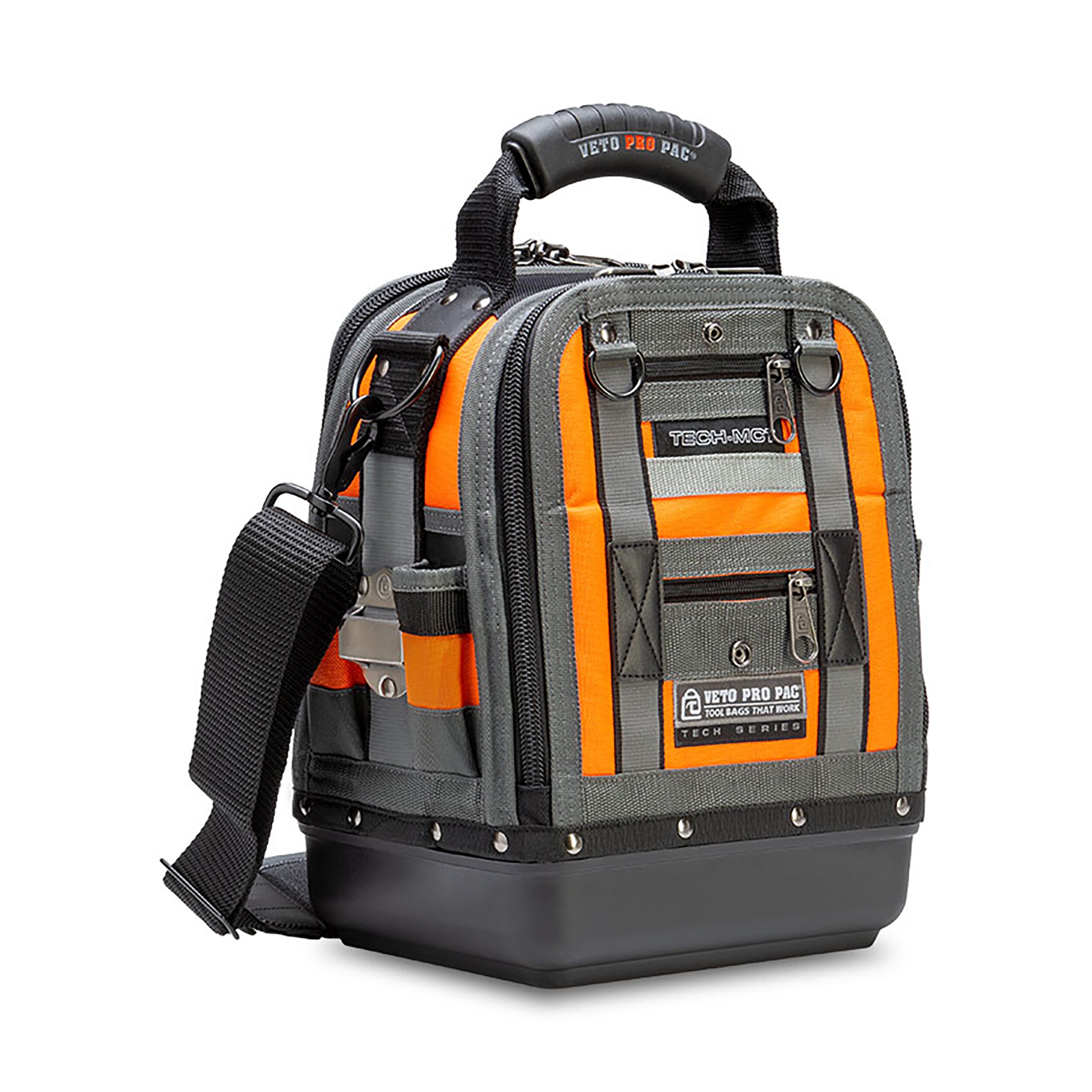 Bolso de herramientas con cierre de nylon en color naranja de alta visibilidad Veto Pro Pac, 12 pulgadas de ancho x 8.5 pulgadas de profundidad x 14 pulgadas de largo VPP10242