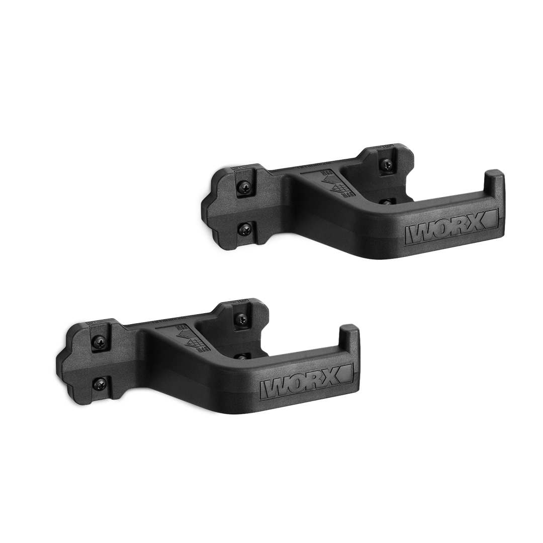 Soporte para herramientas de aluminio WORX, con tornillos para madera, 18 pulgadas. Montaje universal en la pared, (4) tornillos para madera, (2) soportes para herramientas WA0139