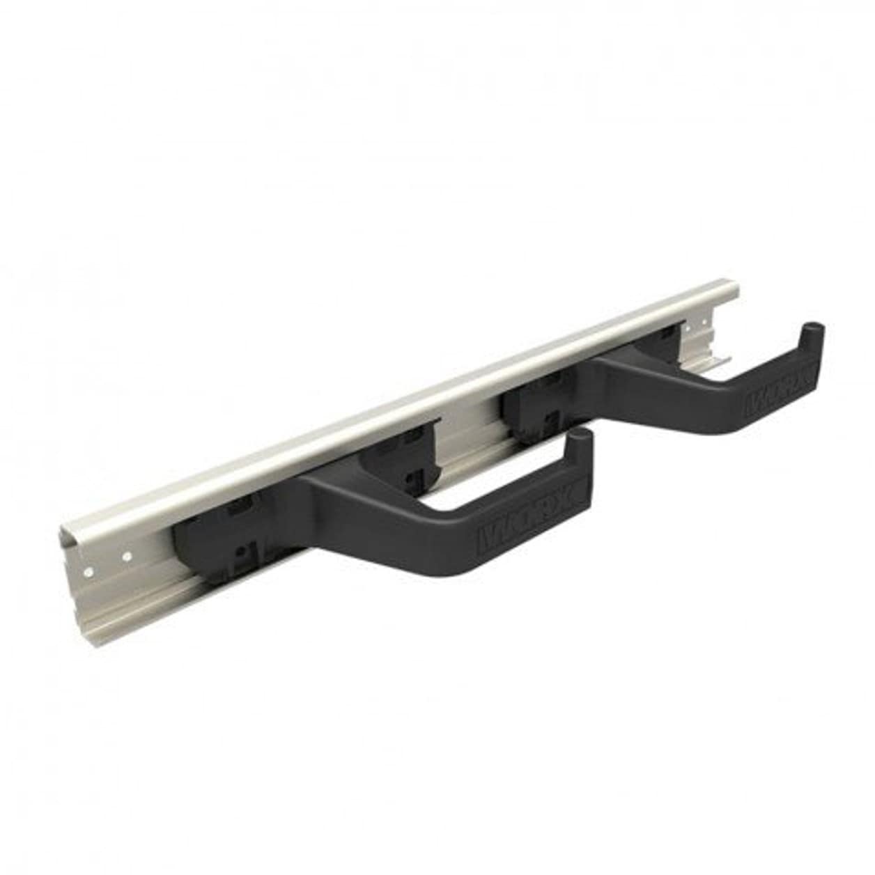 Soporte para herramientas de aluminio WORX, con tornillos para madera, 18 pulgadas. Montaje universal en la pared, (4) tornillos para madera, (2) soportes para herramientas WA0139