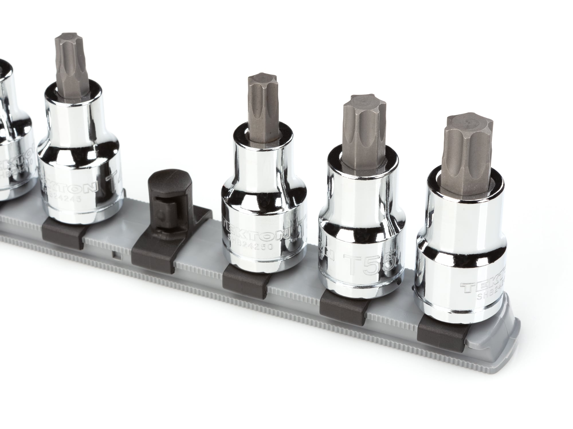 Almacenamiento de plástico para llaves TEKTON - Riel de 1/2 pulgada de unidad x 18 pulgadas con 15 clips OSR23315