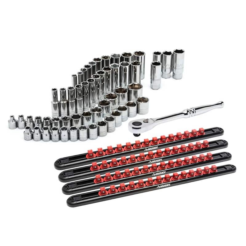 Juego de llaves de tubo y puntas métricas y estándar de 3/8 pulg. con trinquete y rieles (59 piezas) - H3D59PCMSSRR
