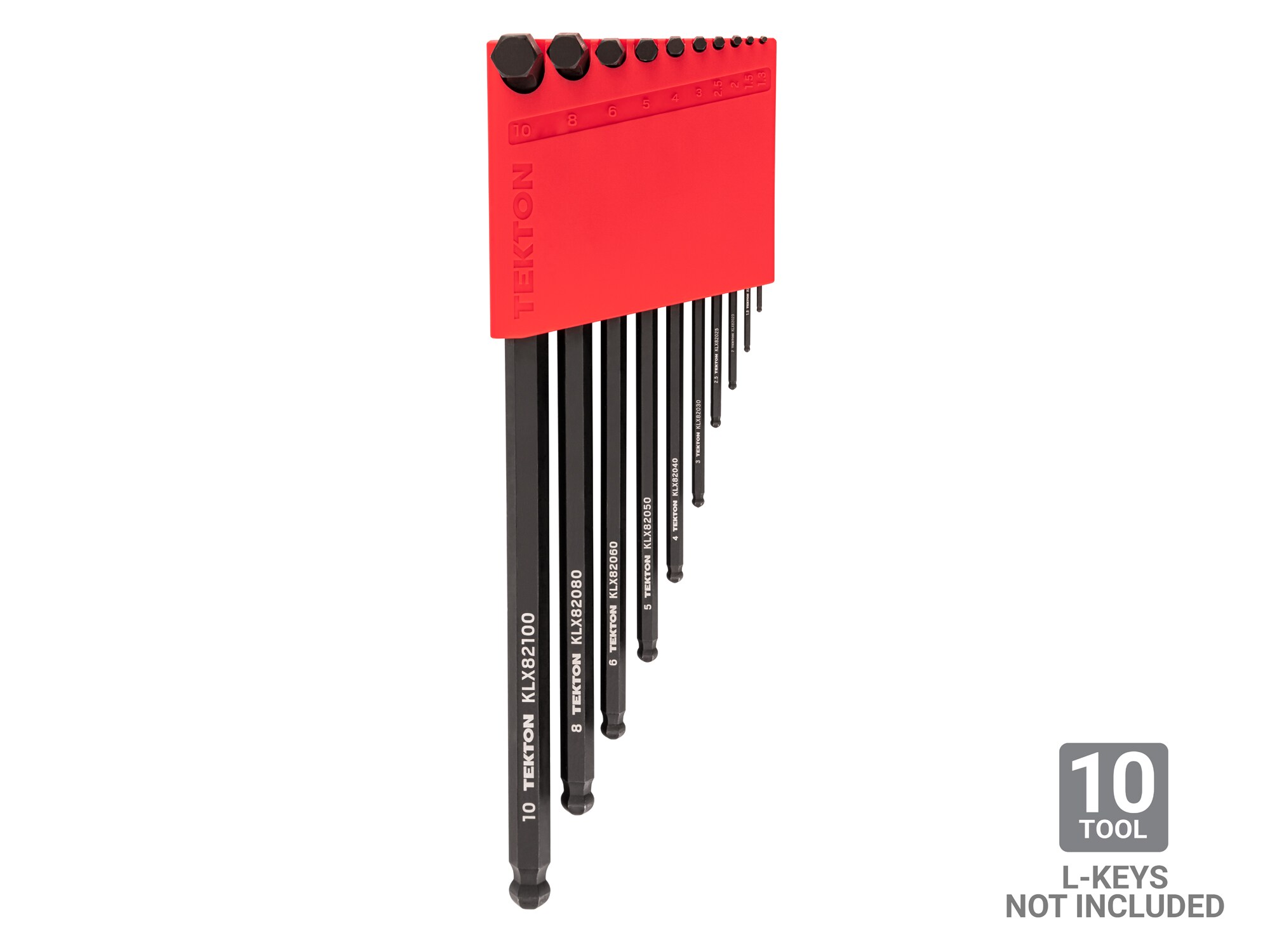 Llave Hexagonal TEKTON de 10 Herramientas (1.3-10 mm) Soporte de Plástico OKH32102